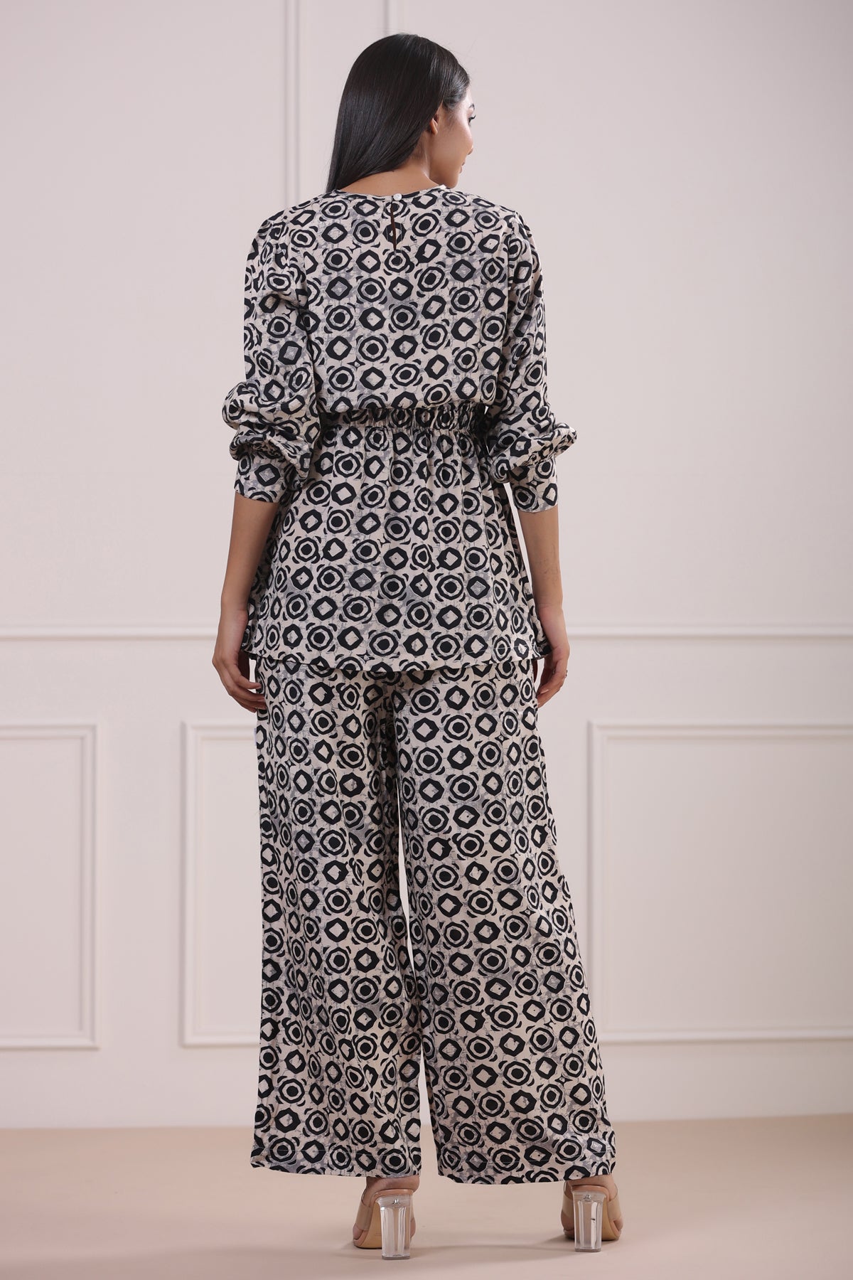 Circles on Off-white Russian Silk Co-ord Set