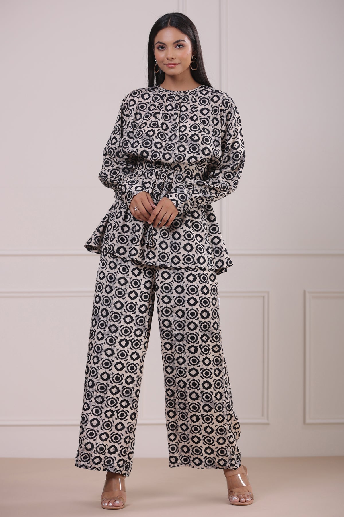 Circles on Off-white Russian Silk Co-ord Set