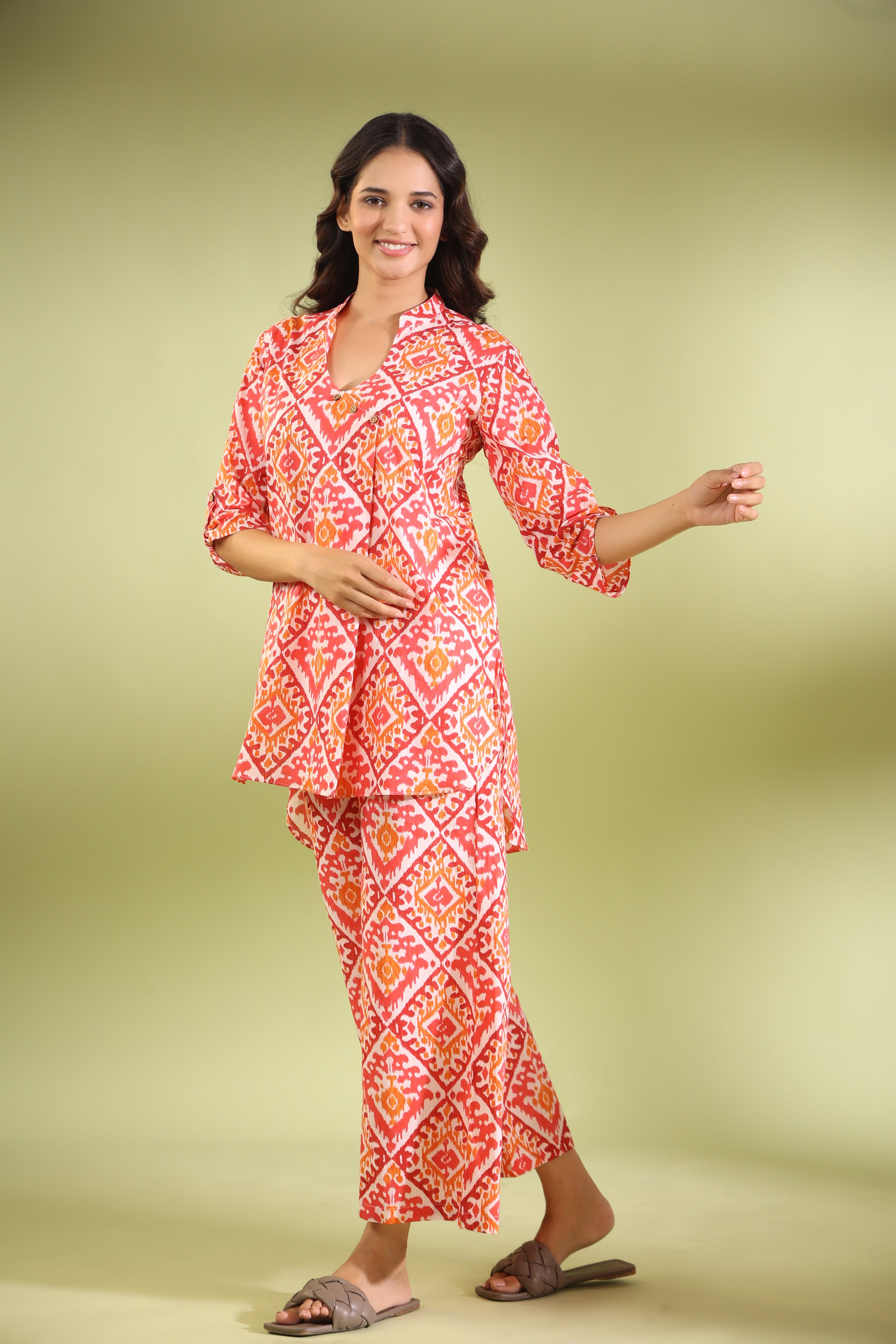 Multicoloured Ikat on Cotton Co-ord Set