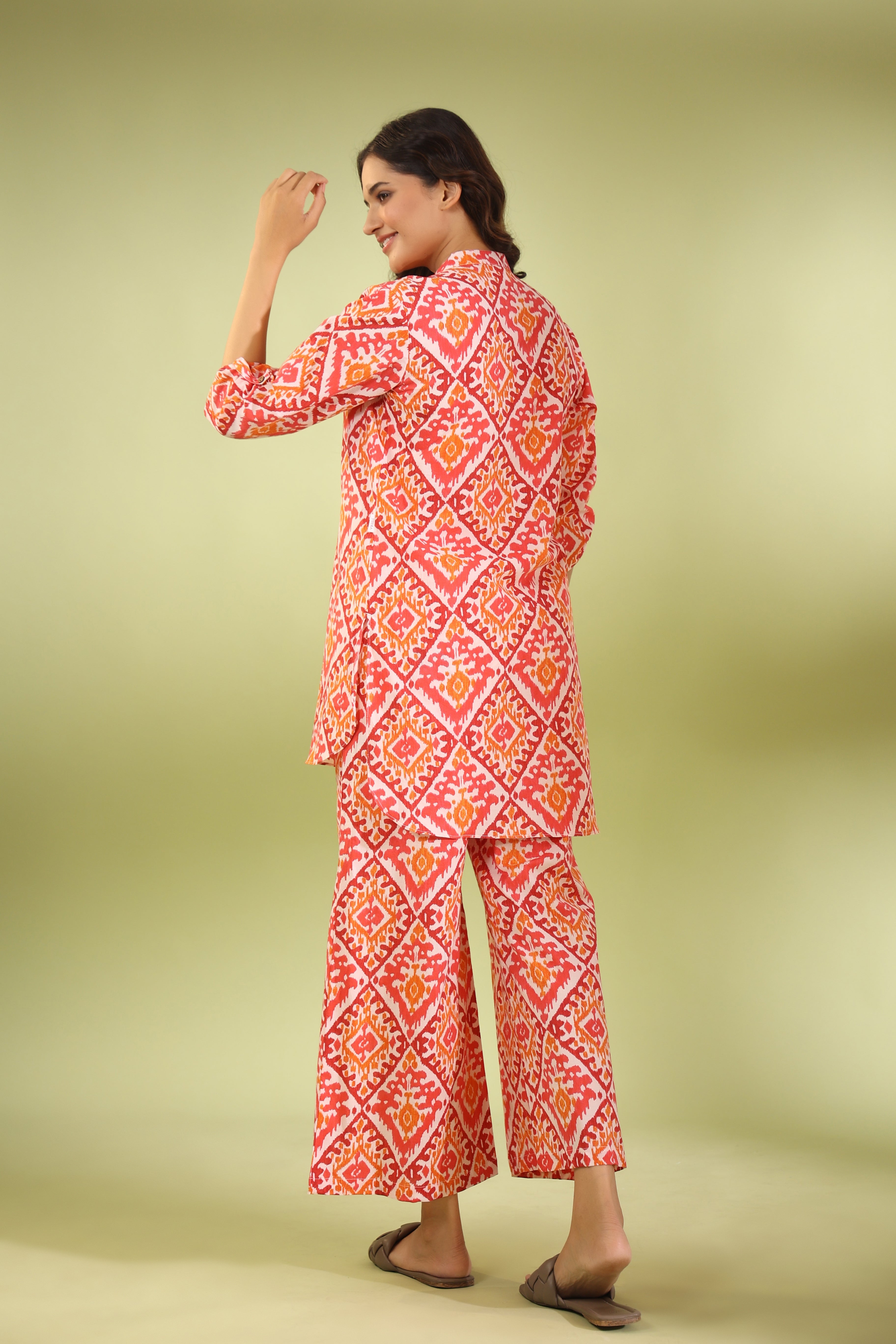 Multicoloured Ikat on Cotton Co-ord Set