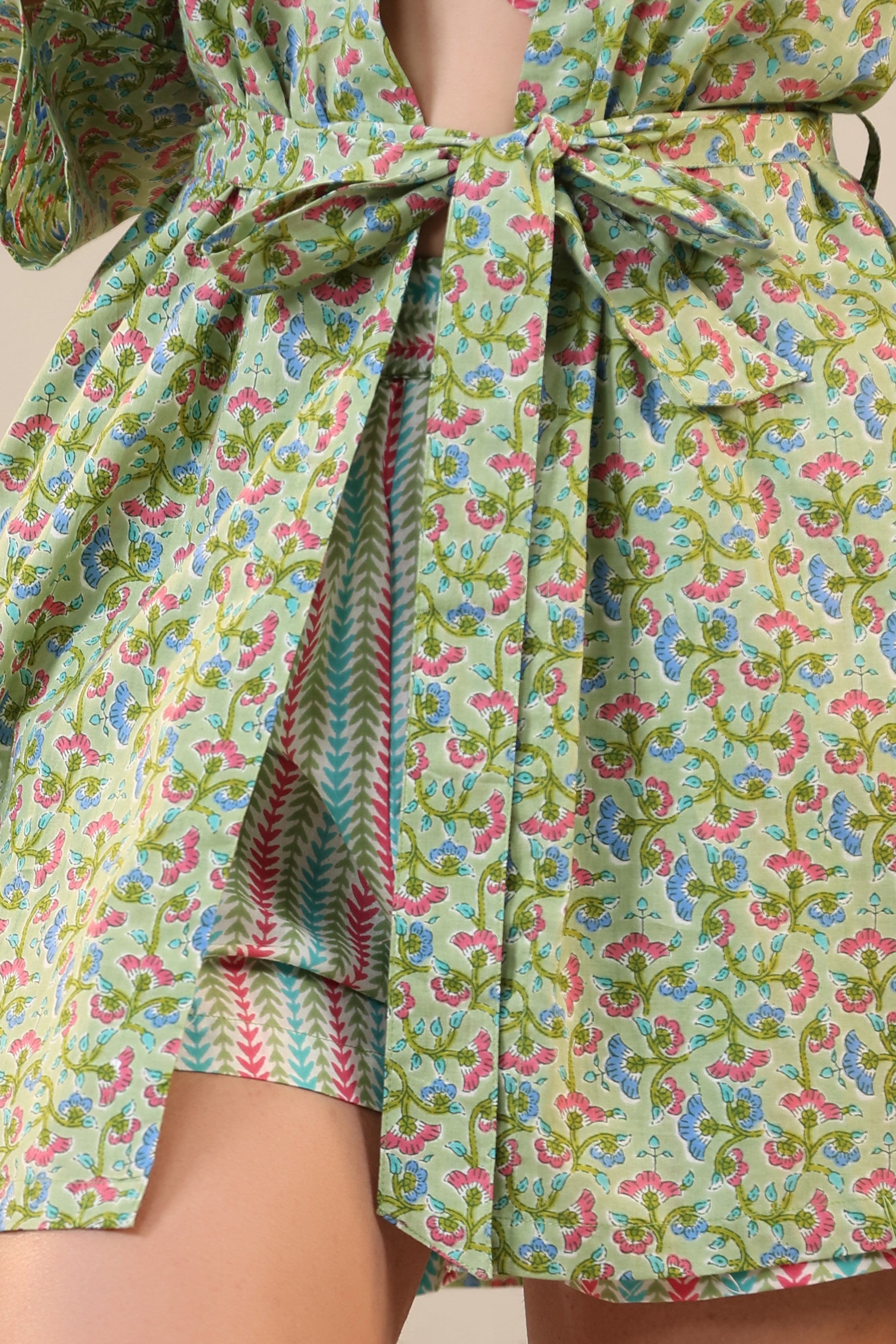 Green Sundae on Crop Cotton Three Piece Shorts set