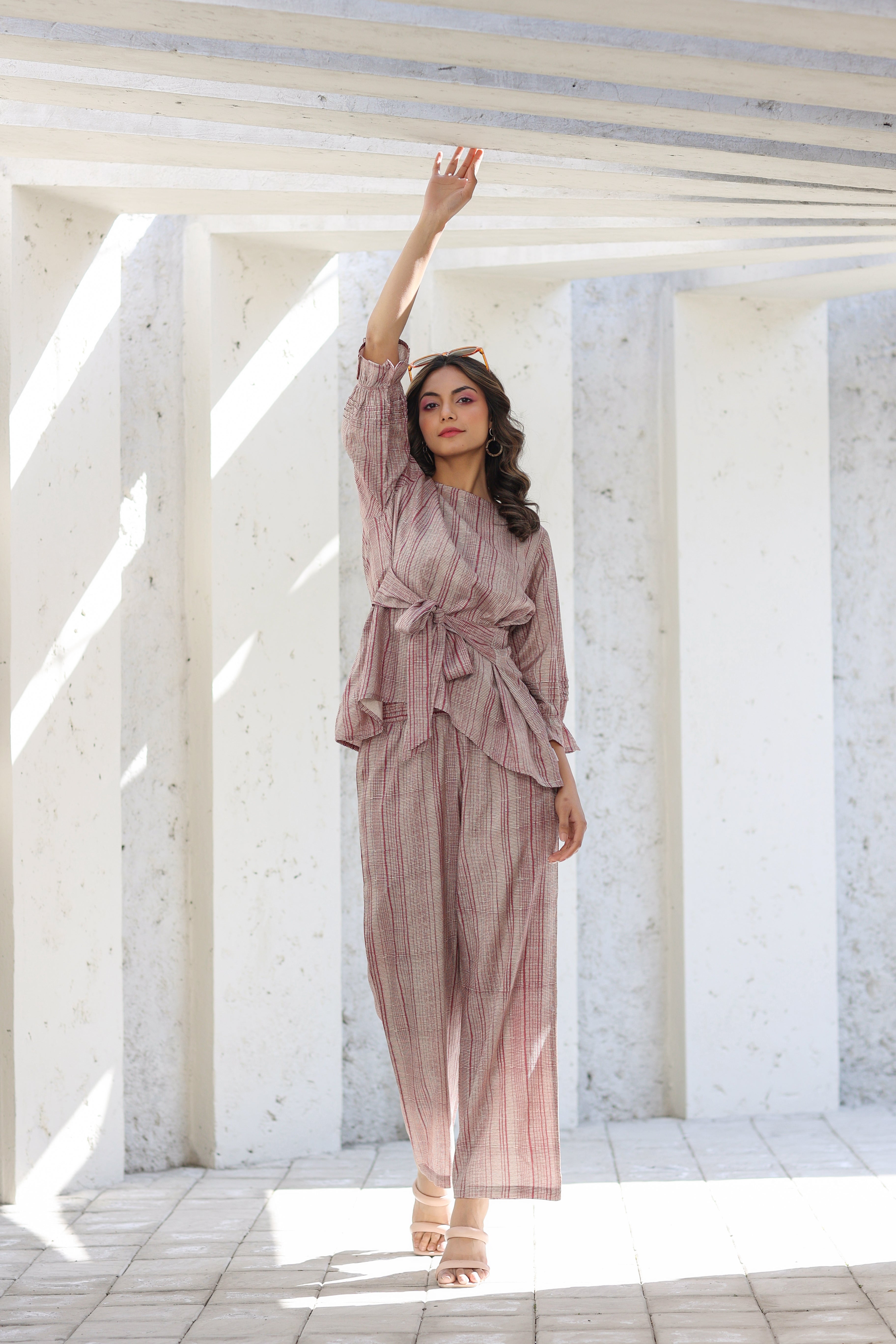 Pink Gooseberry on Russian Silk Front Tie Co-ord set