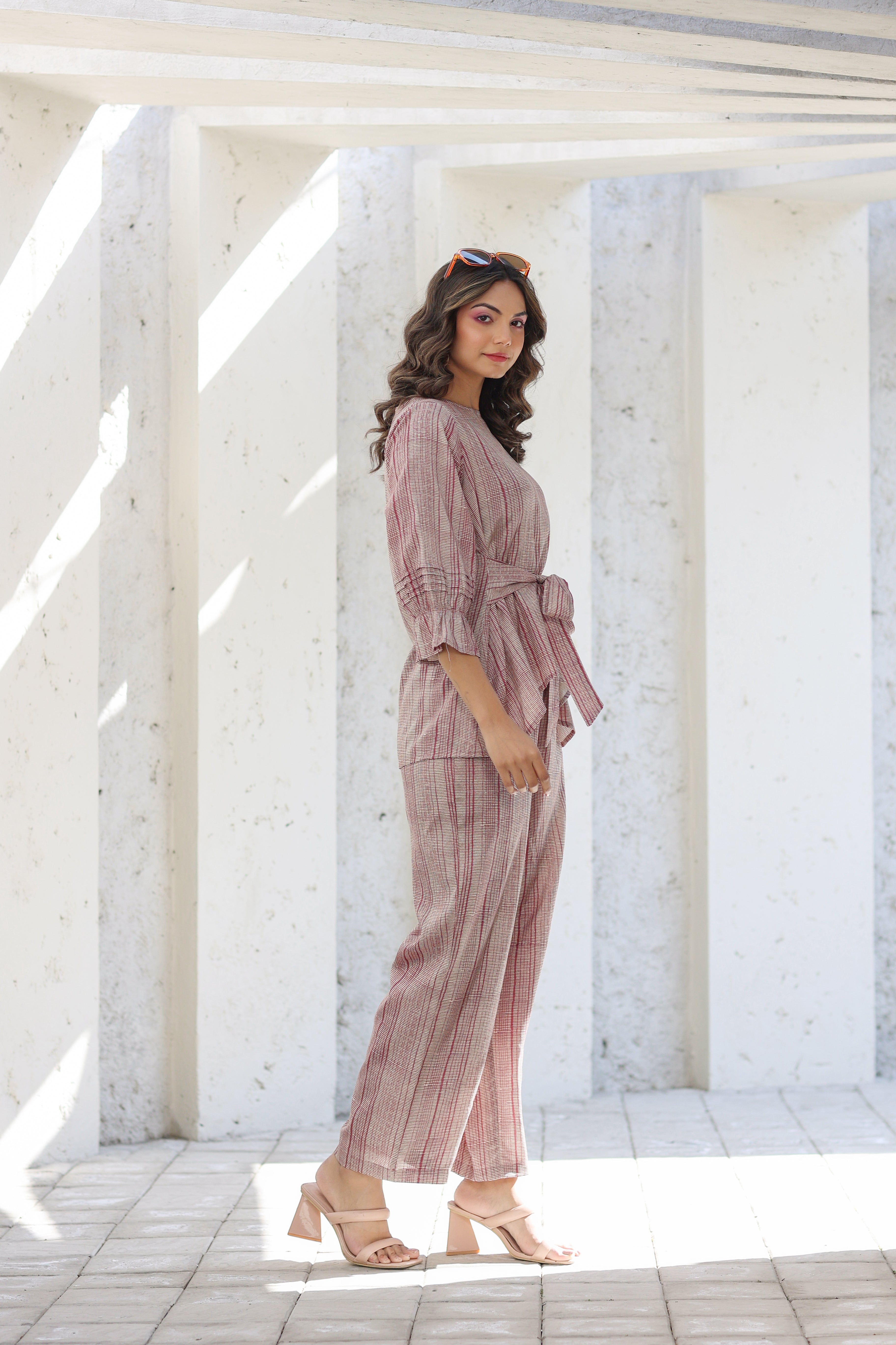 Pink Gooseberry on Russian Silk Front Tie Co-ord set