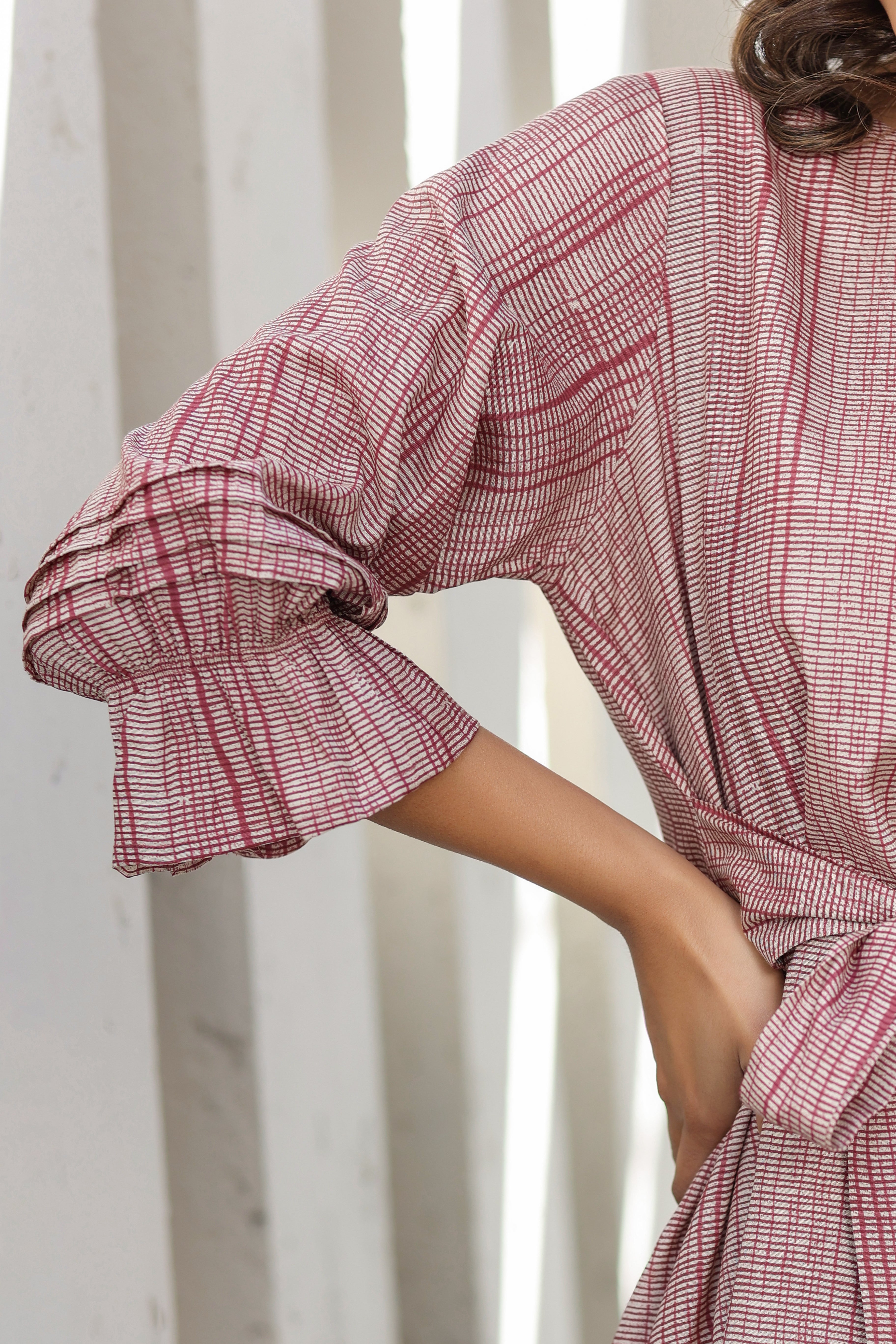 Pink Gooseberry on Russian Silk Front Tie Co-ord set