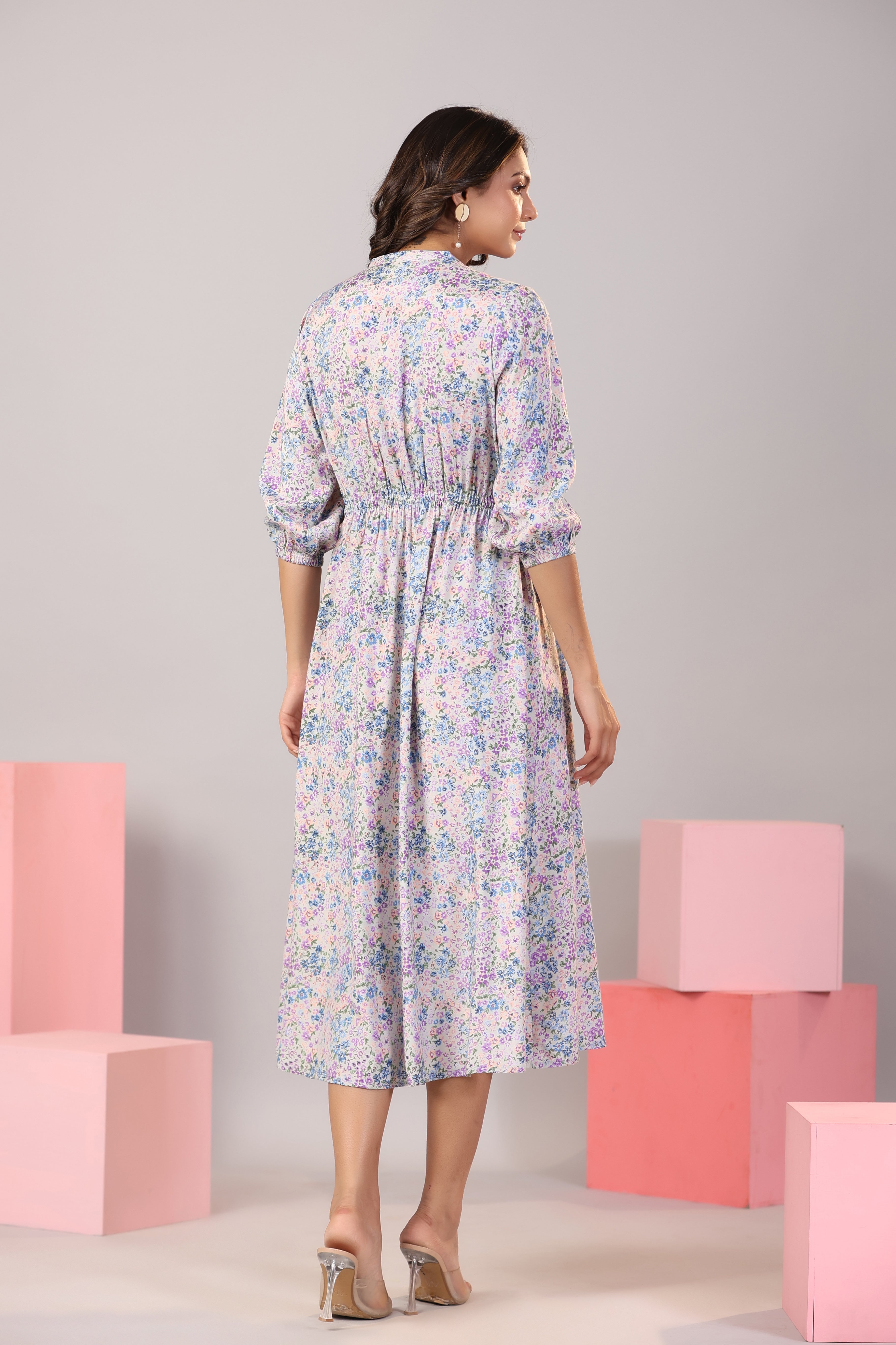 Lavender hues on Russian Silk MIDI Dress