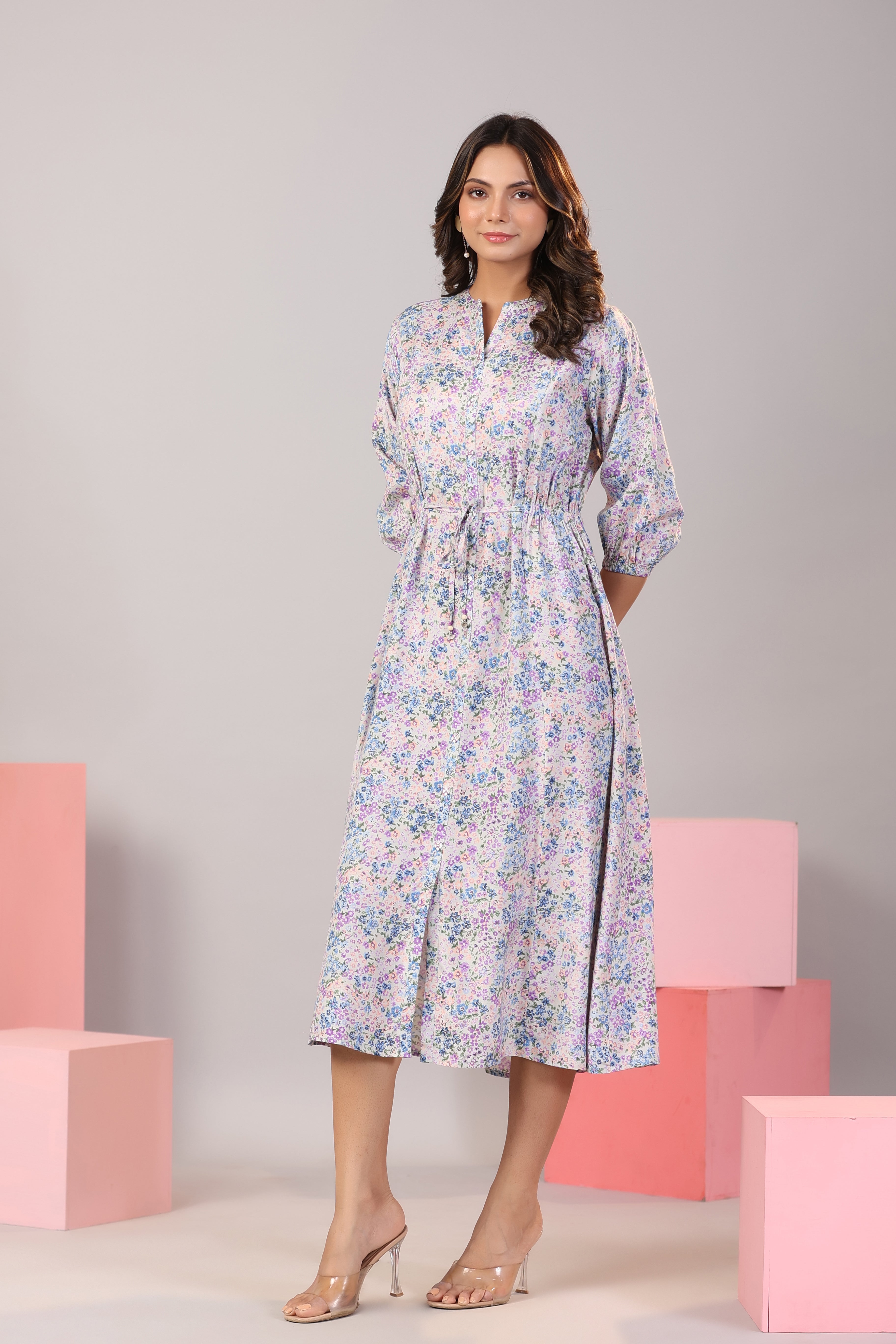 Lavender hues on Russian Silk MIDI Dress