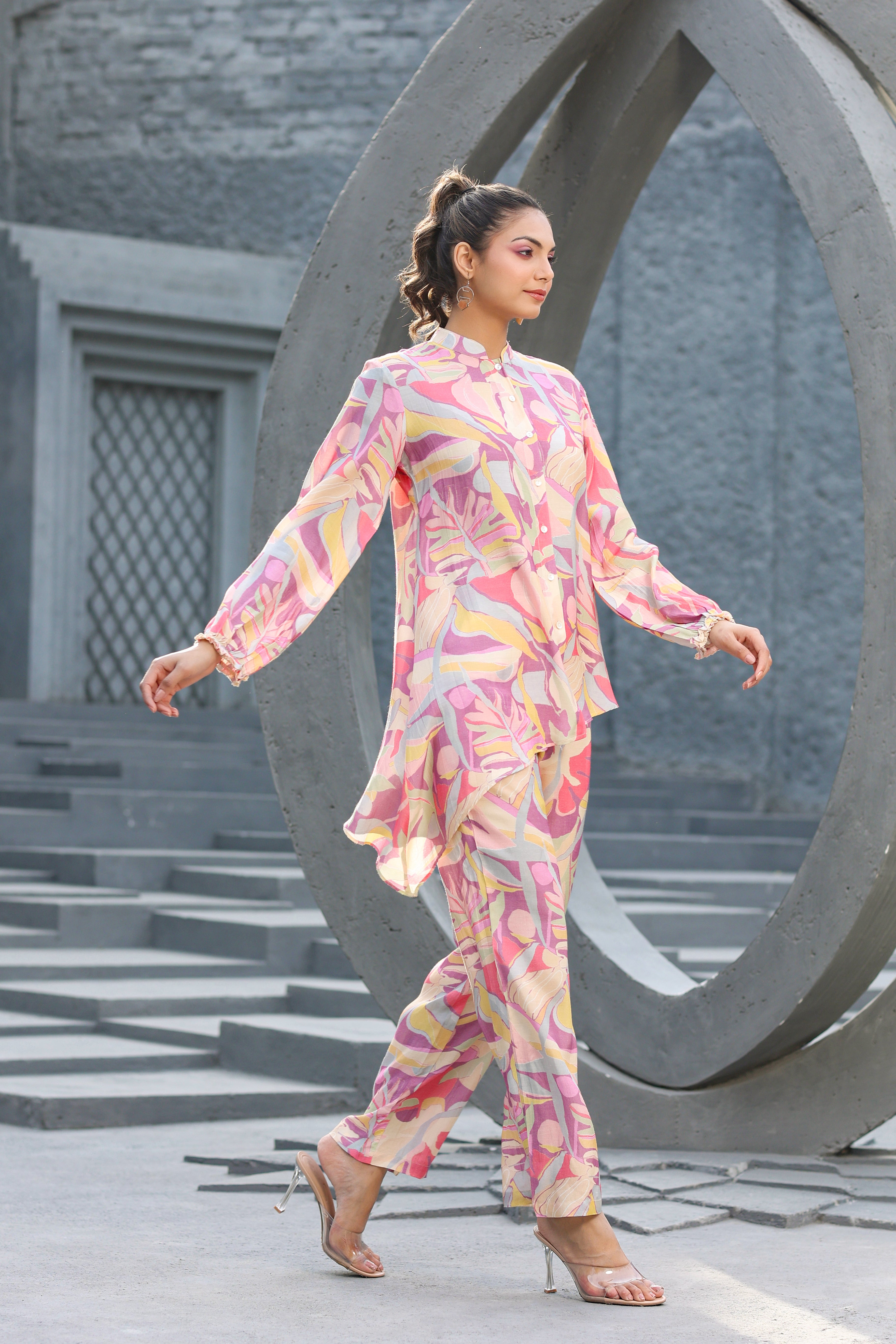 Lavender Hues on Muslin Silk Co-ord set