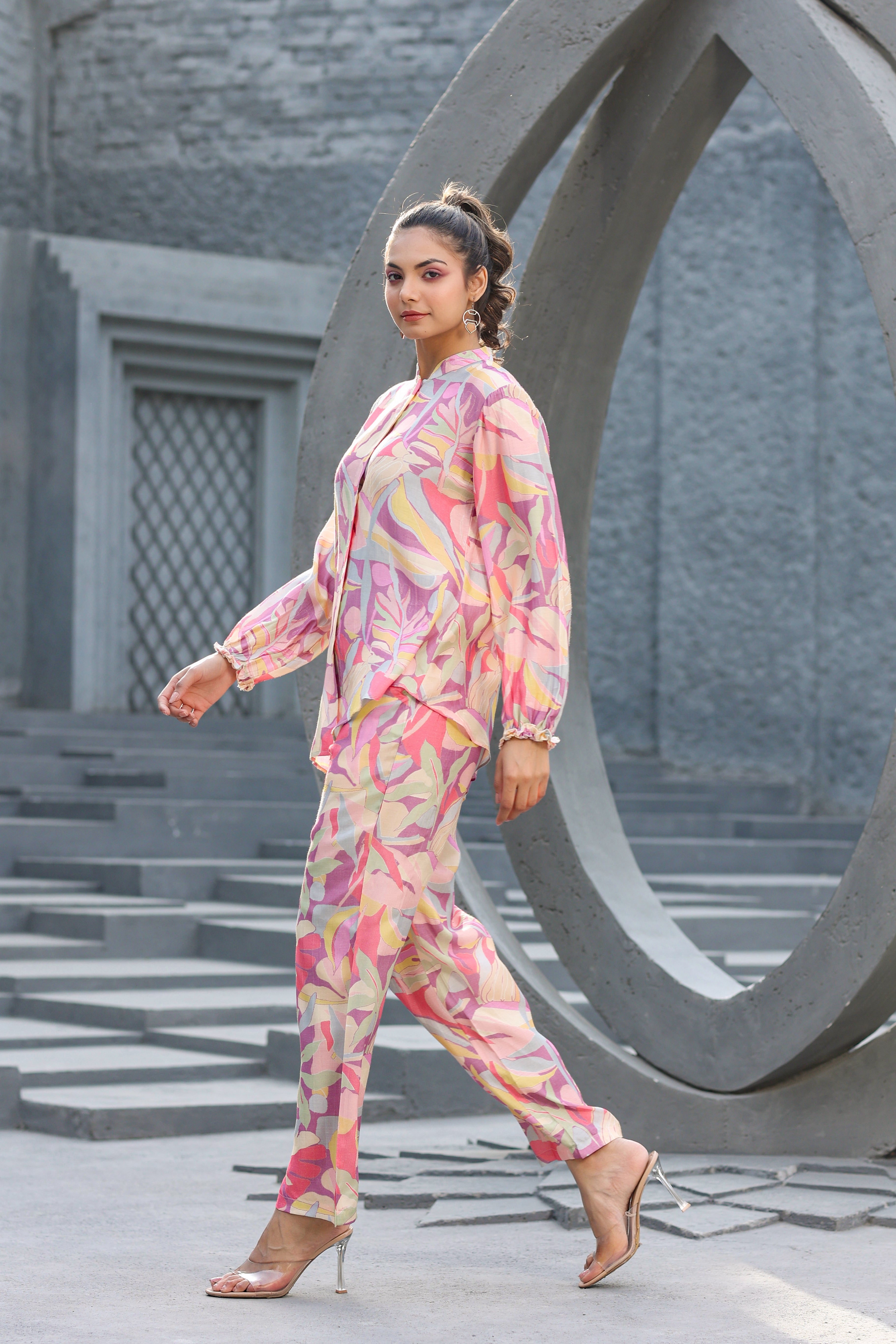 Lavender Hues on Muslin Silk Co-ord set