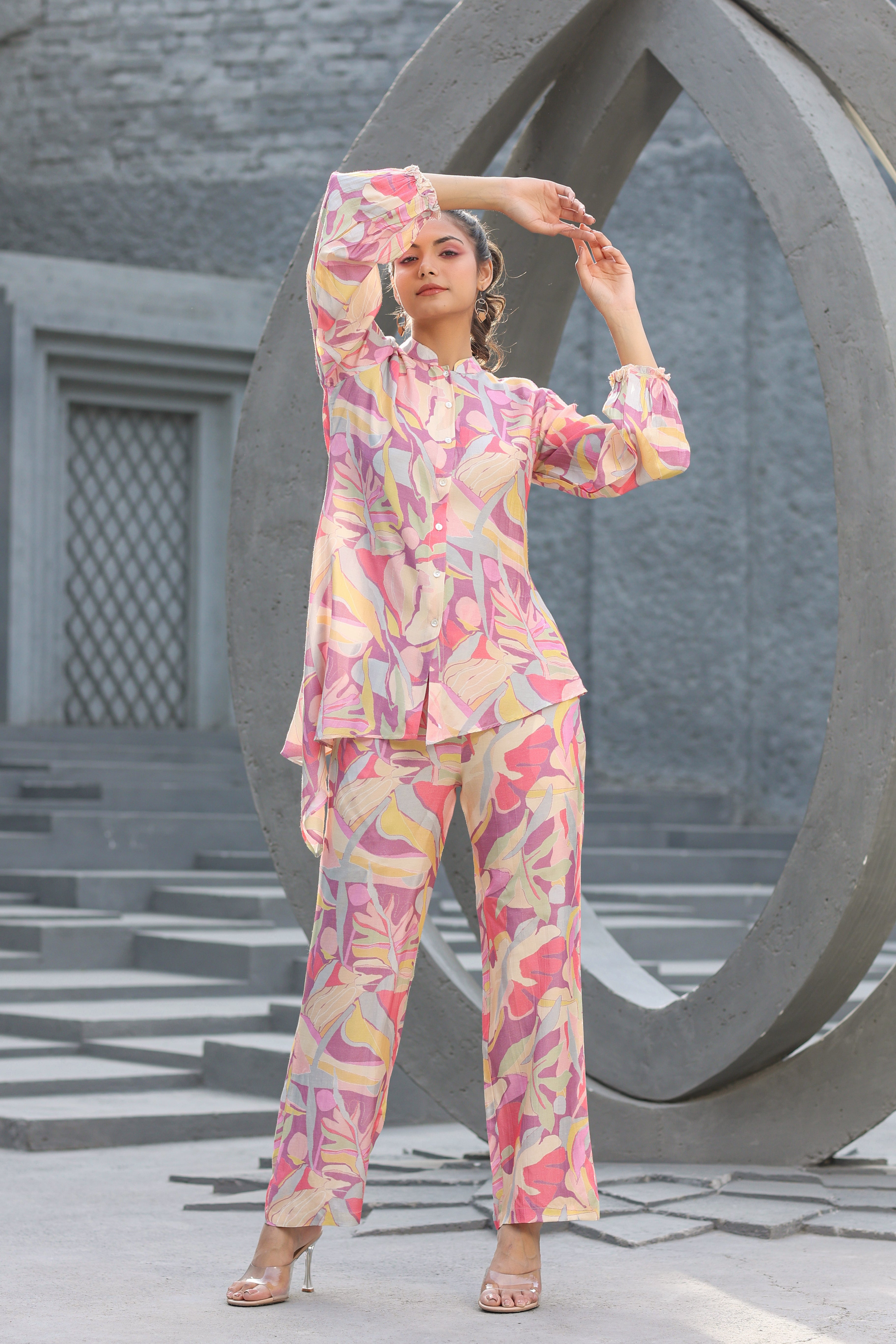 Lavender Hues on Muslin Silk Co-ord set