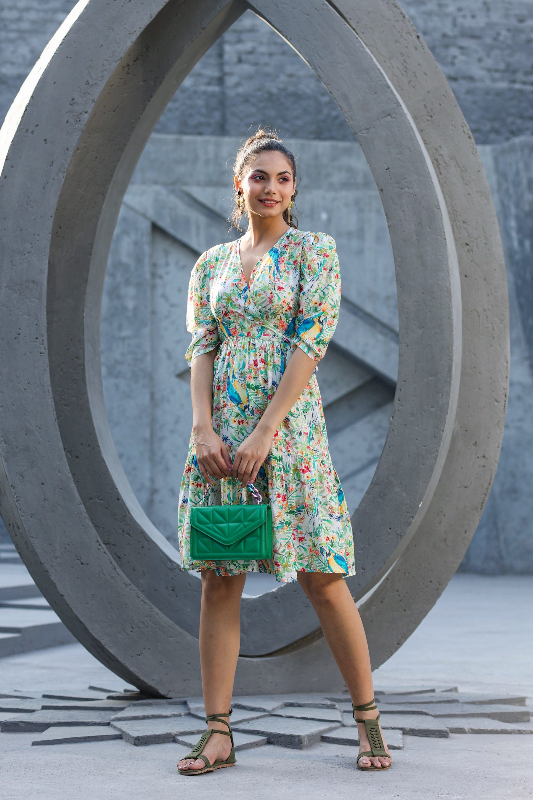 muslin silk dress Ikigai Muslin Silk Green Midi Dress