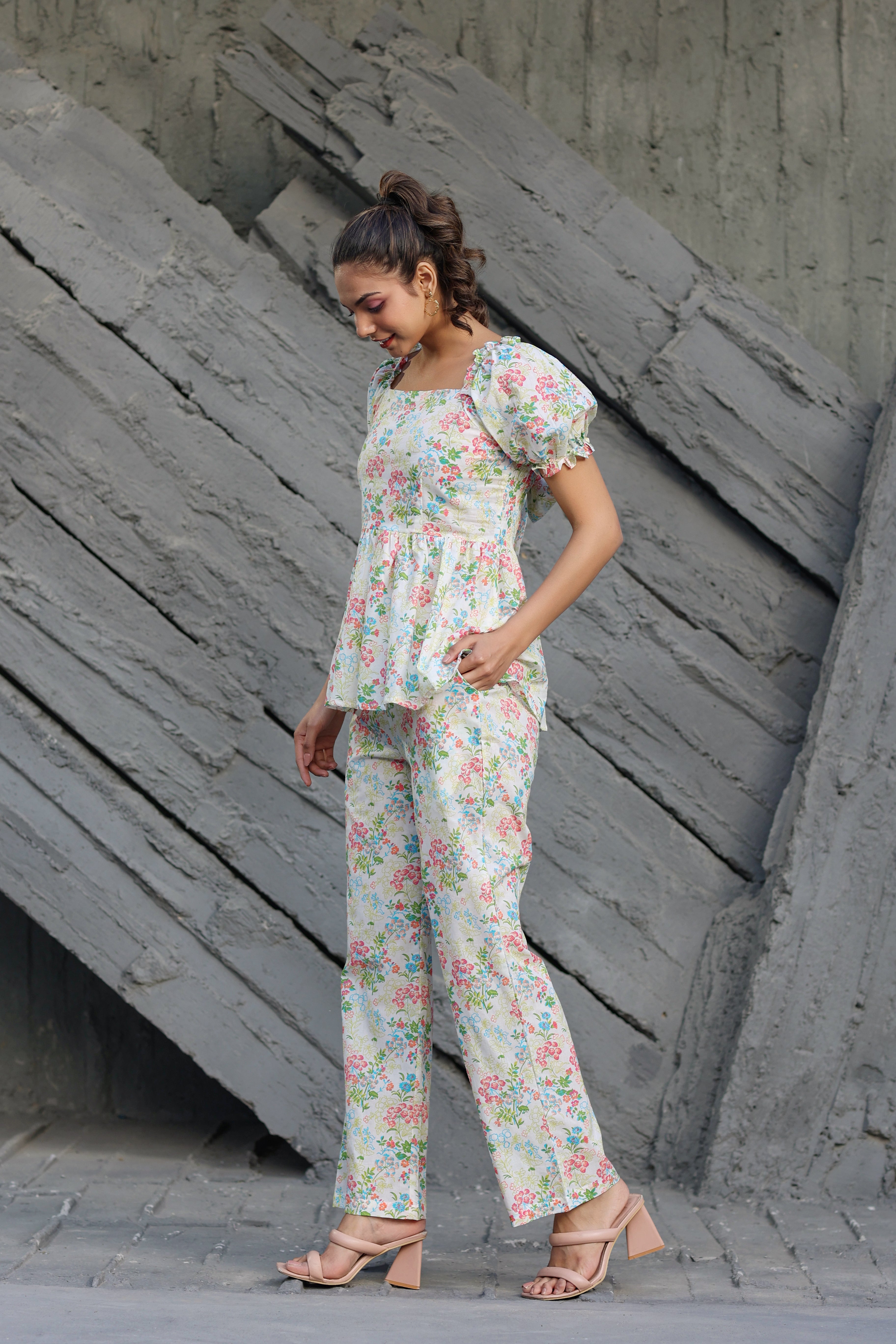 Gardenia on Smoked Cotton Co-ord Set