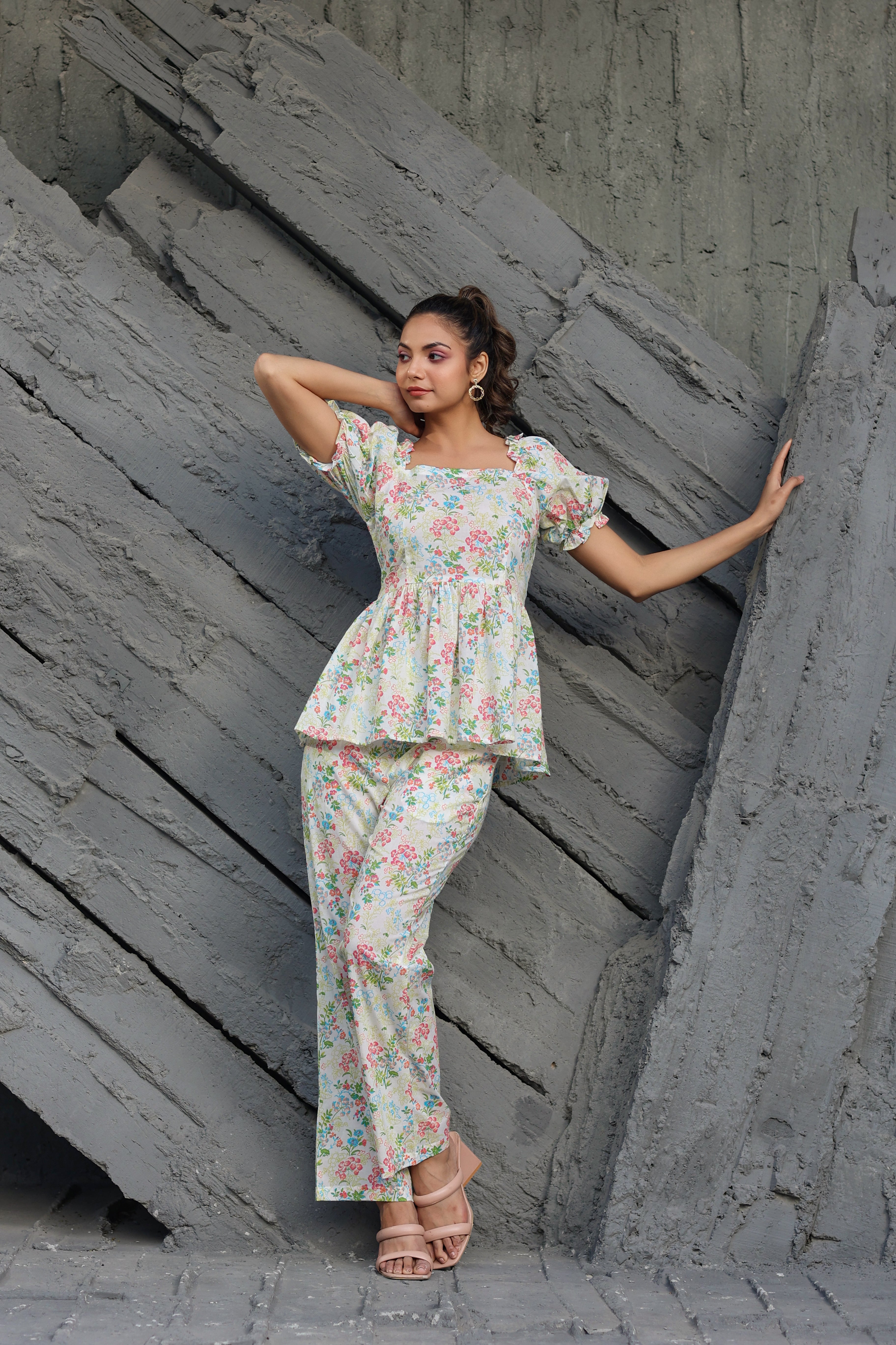 Gardenia on Smoked Cotton Co-ord Set