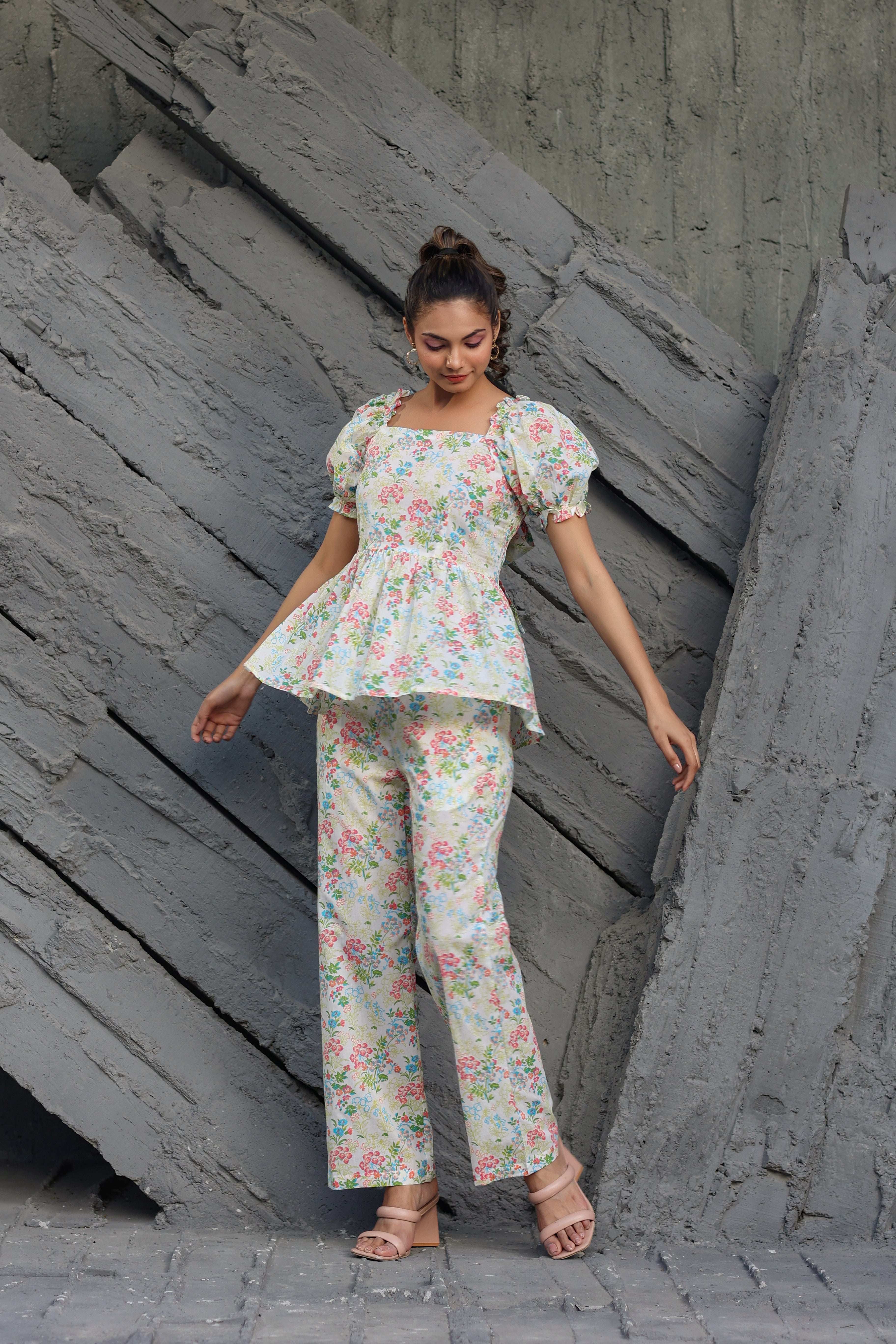 Gardenia on Smoked Cotton Co-ord Set