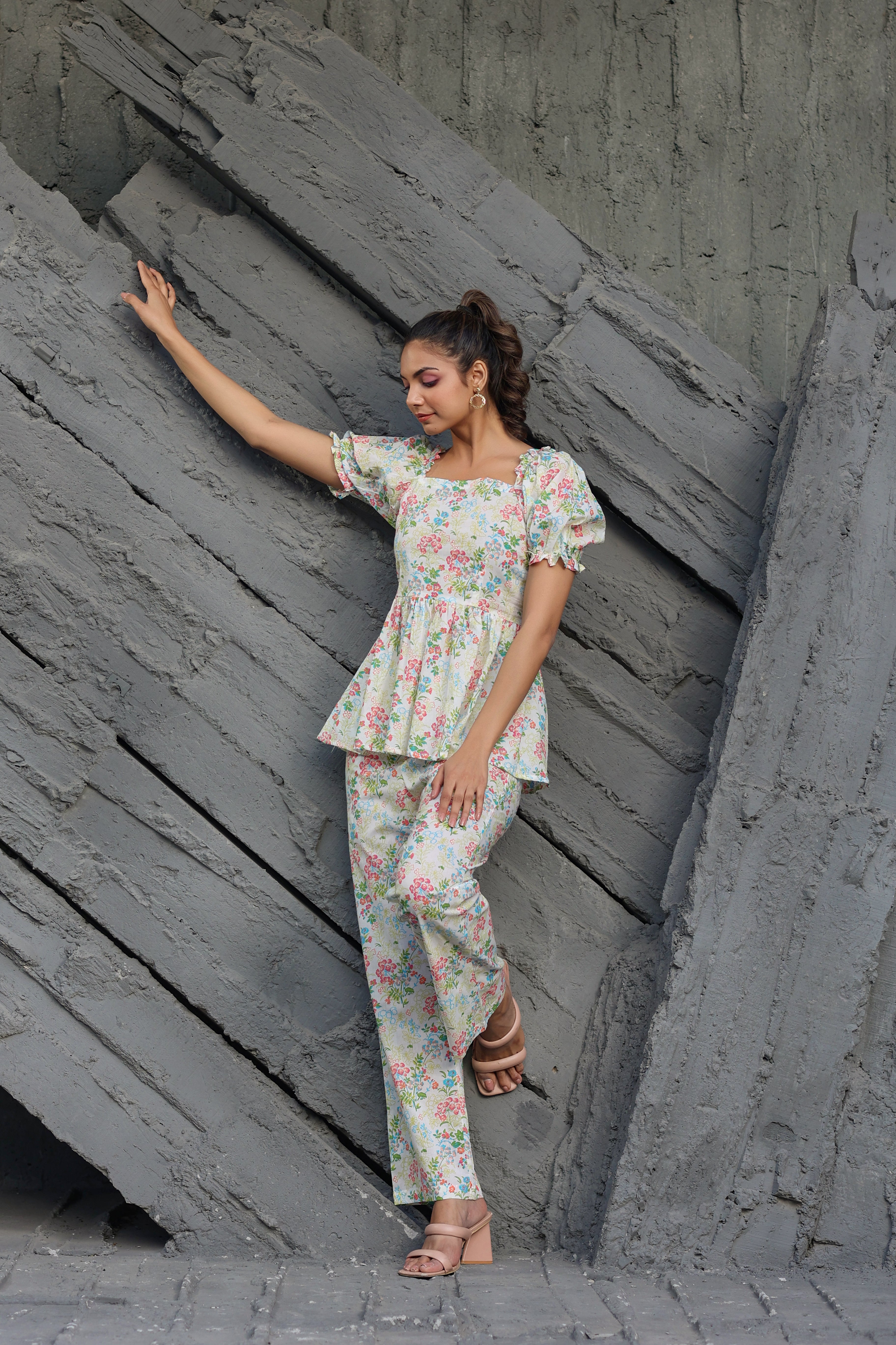 Gardenia on Smoked Cotton Co-ord Set