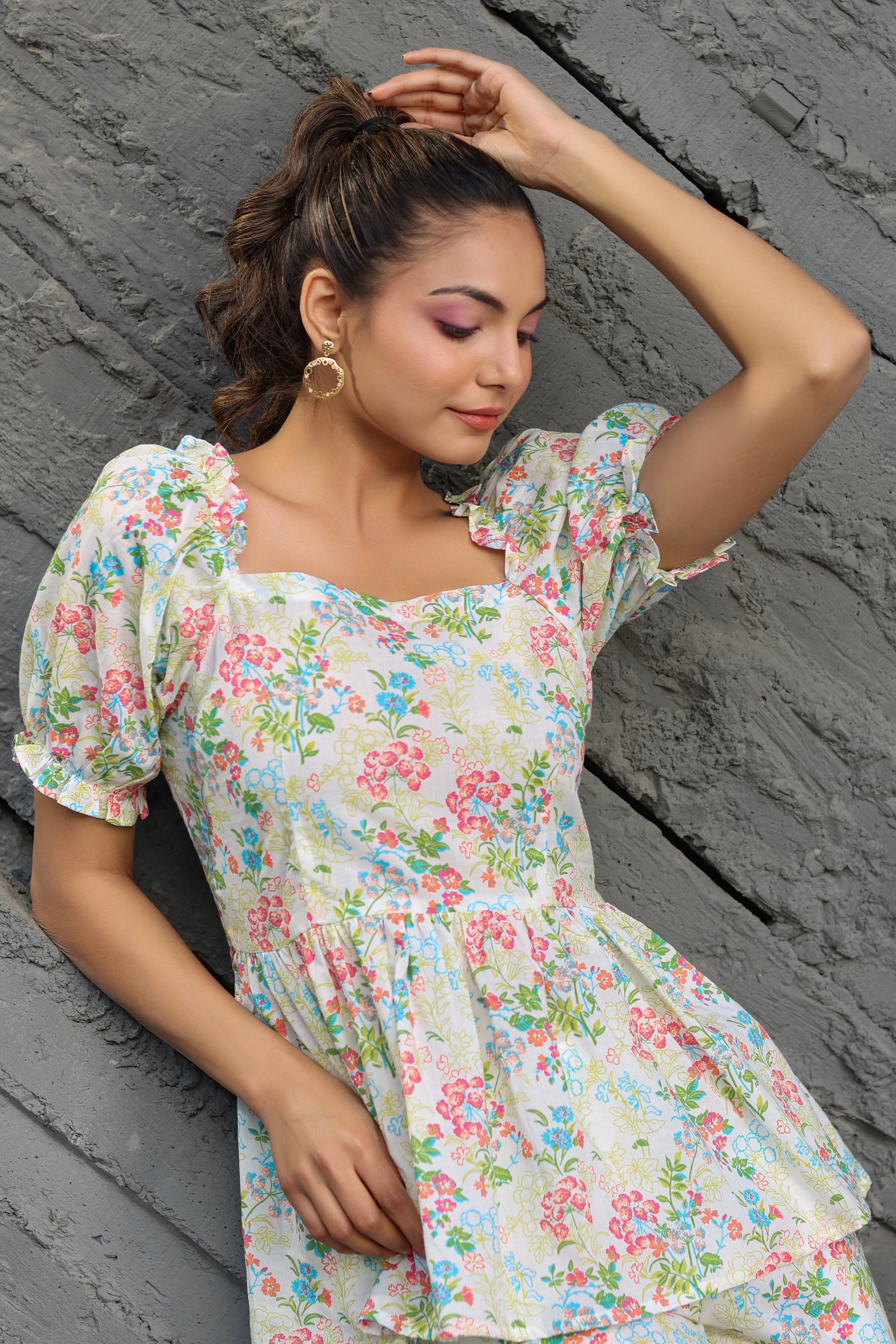 Gardenia on Smoked Cotton Co-ord Set