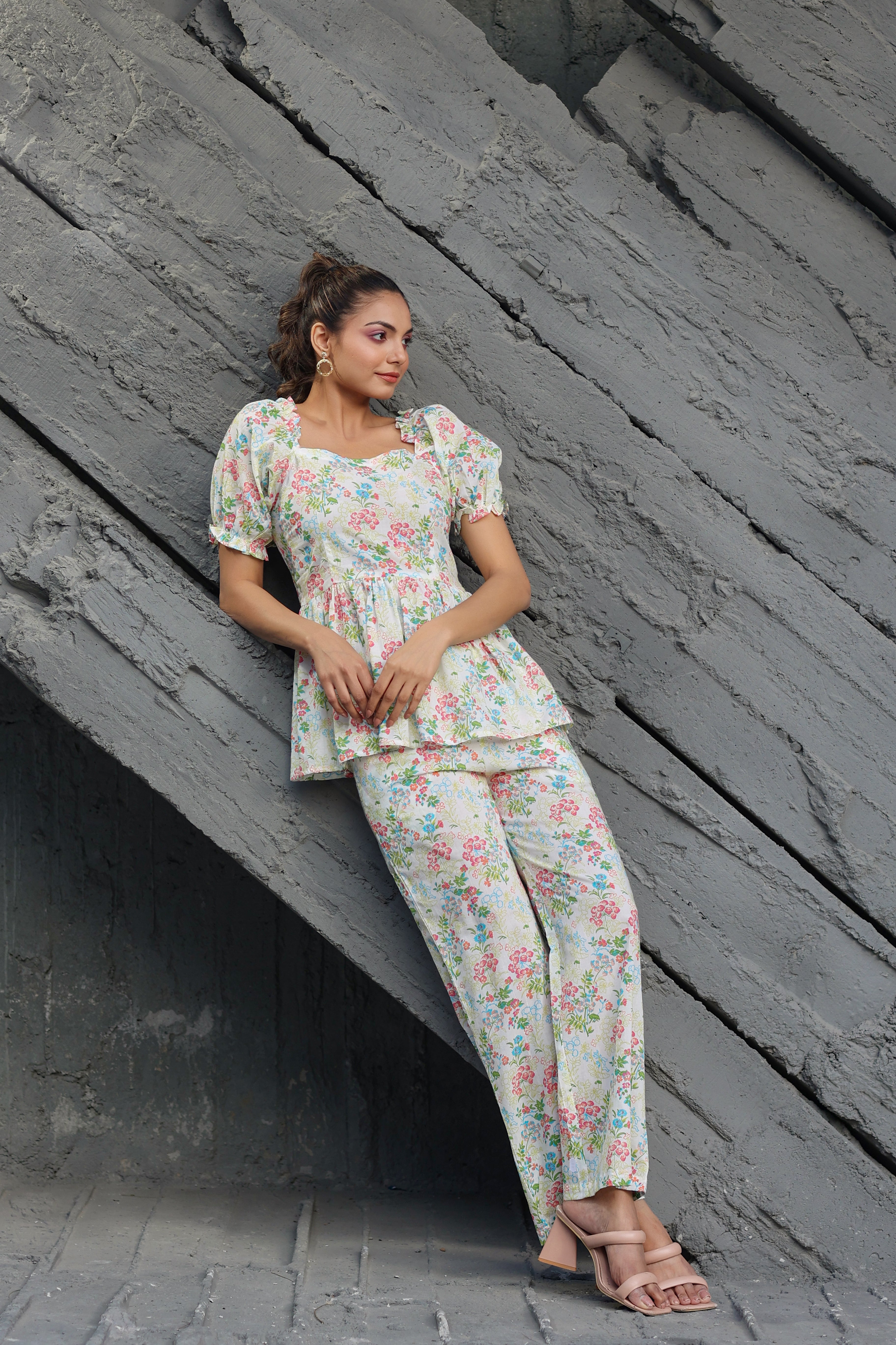Gardenia on Smoked Cotton Co-ord Set