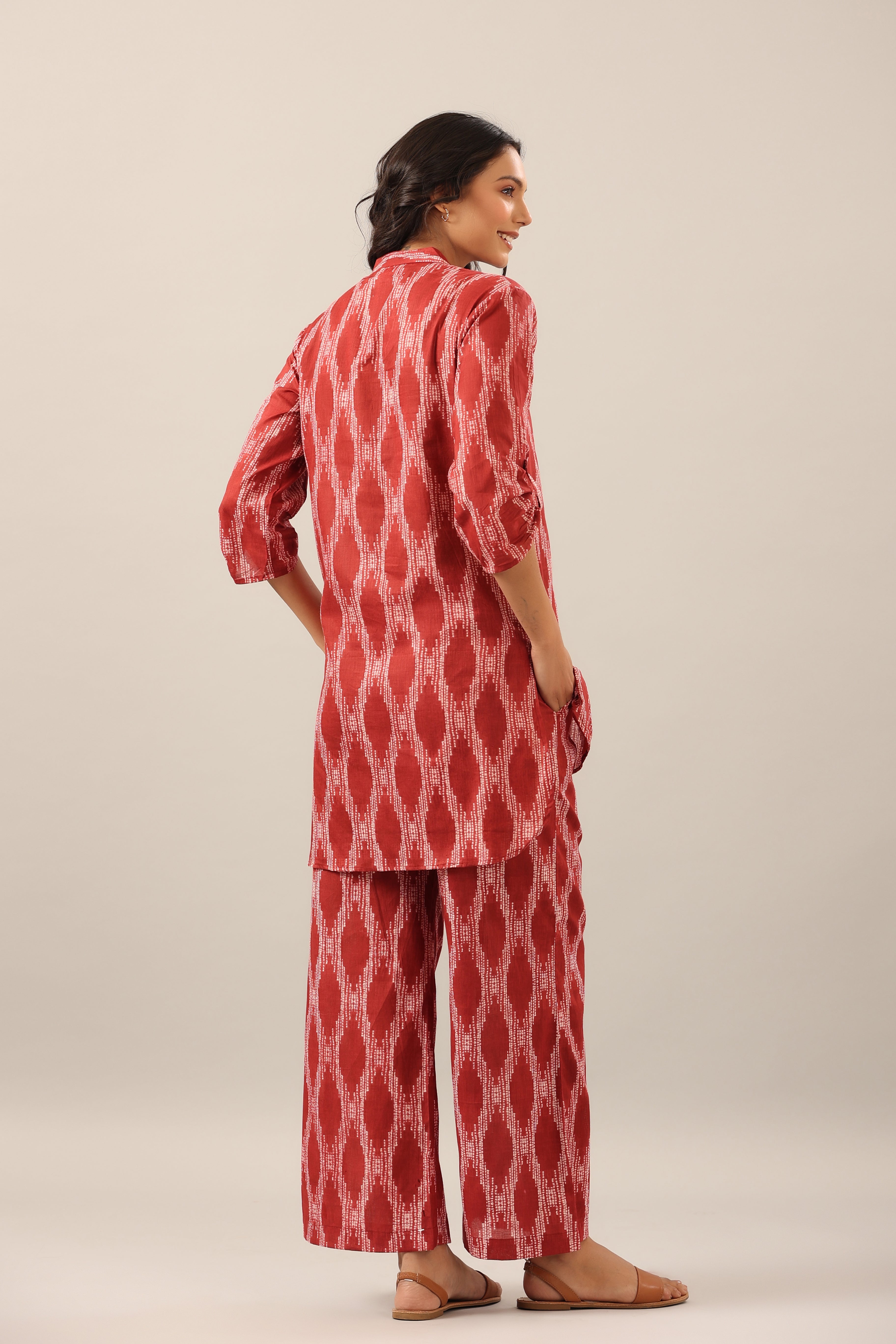 Dotted Shibori on Maroon Lounge Cotton Co-ord Set