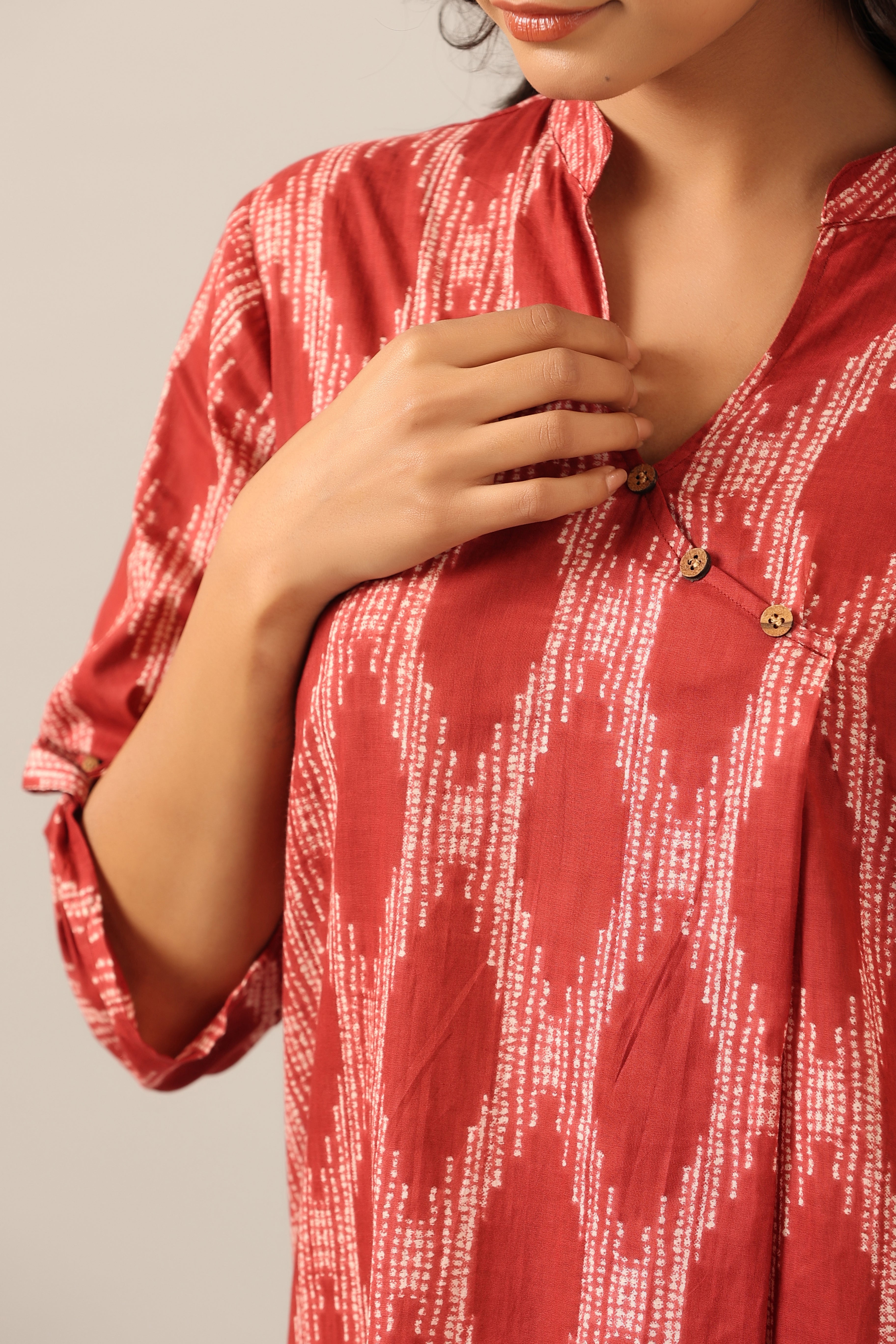 Dotted Shibori on Maroon Lounge Cotton Co-ord Set