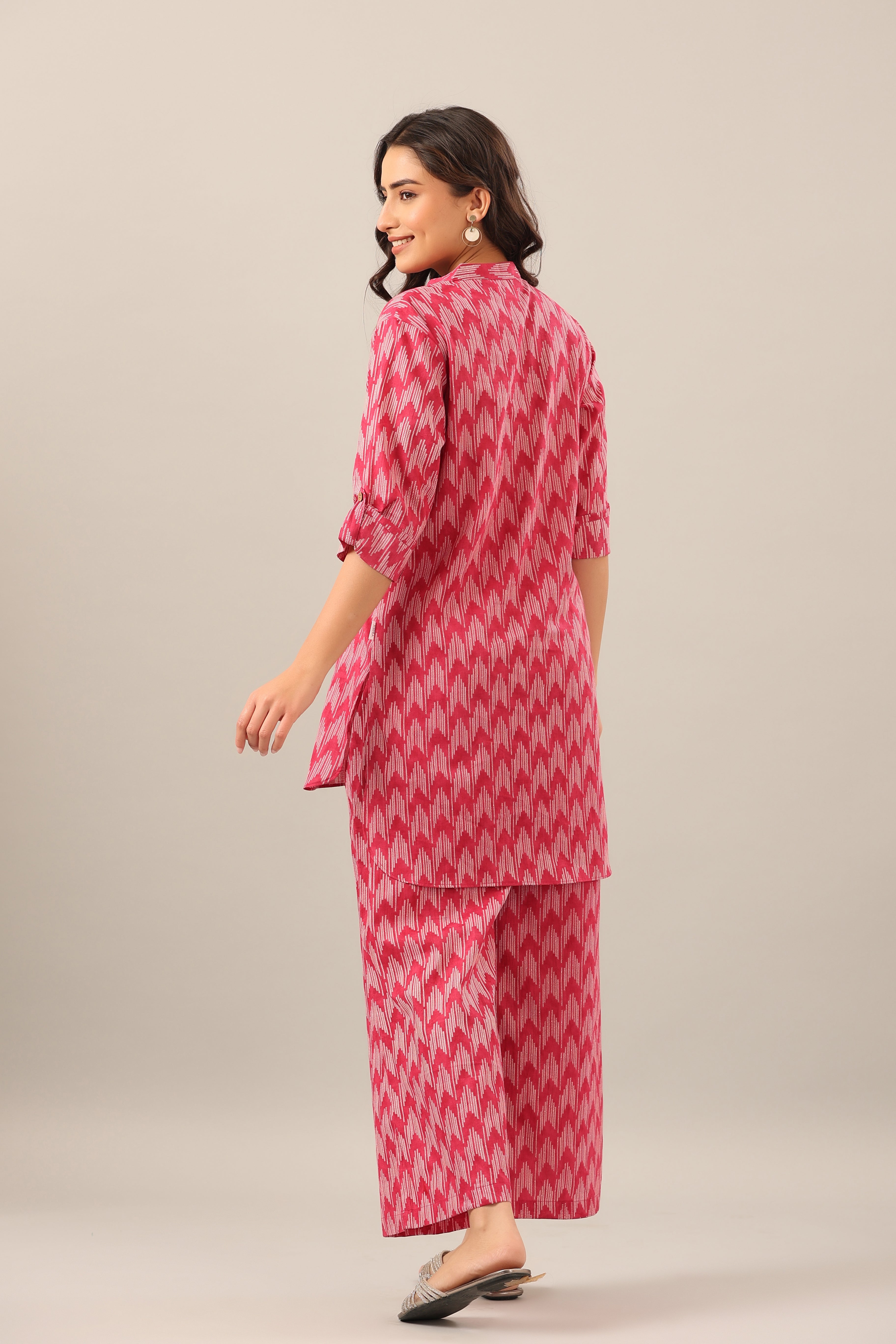 Arrow Shibori on Pink Lounge Cotton Co-ord Set