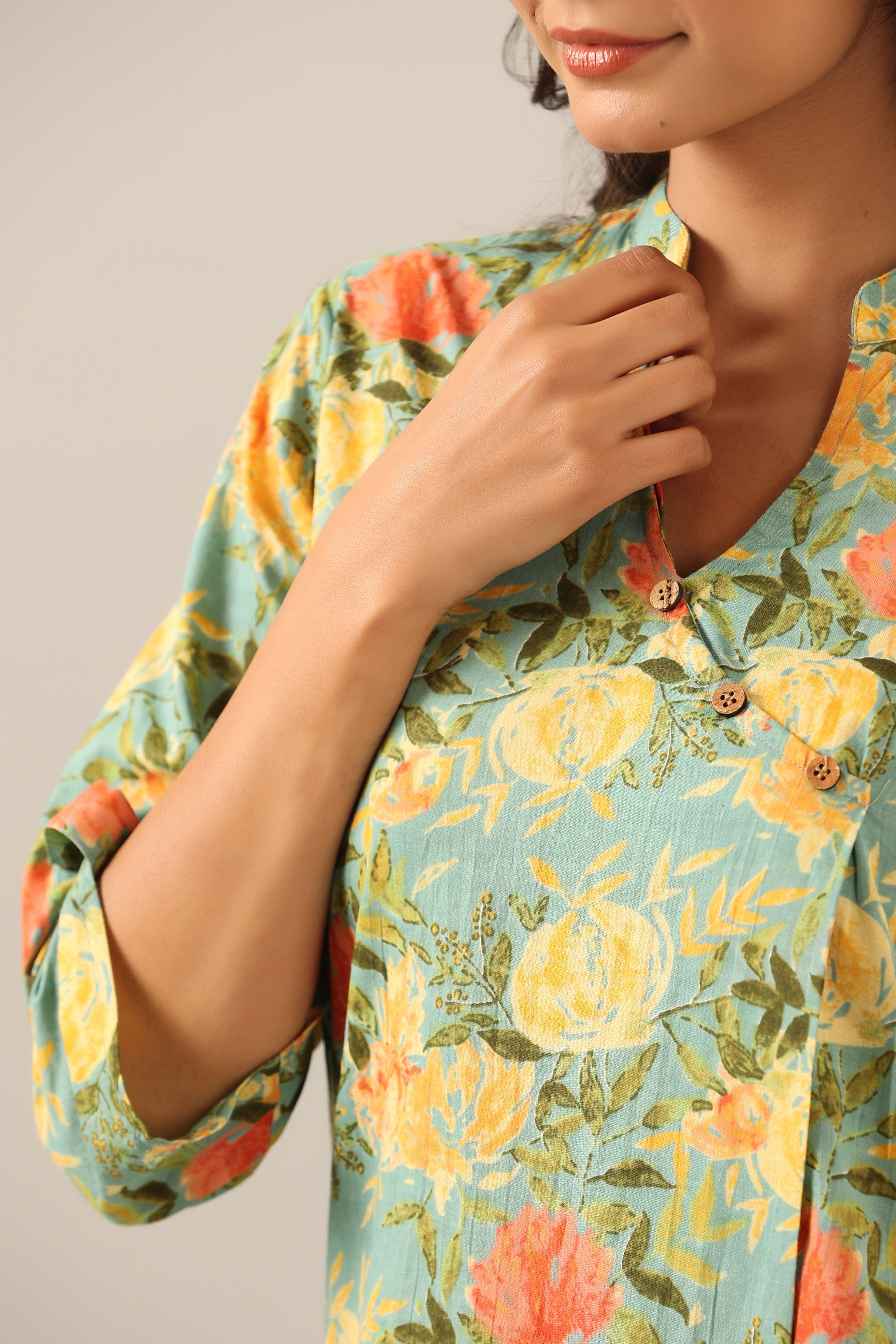 Yellow Jaal on Green Lounge Cotton Co-ord Set