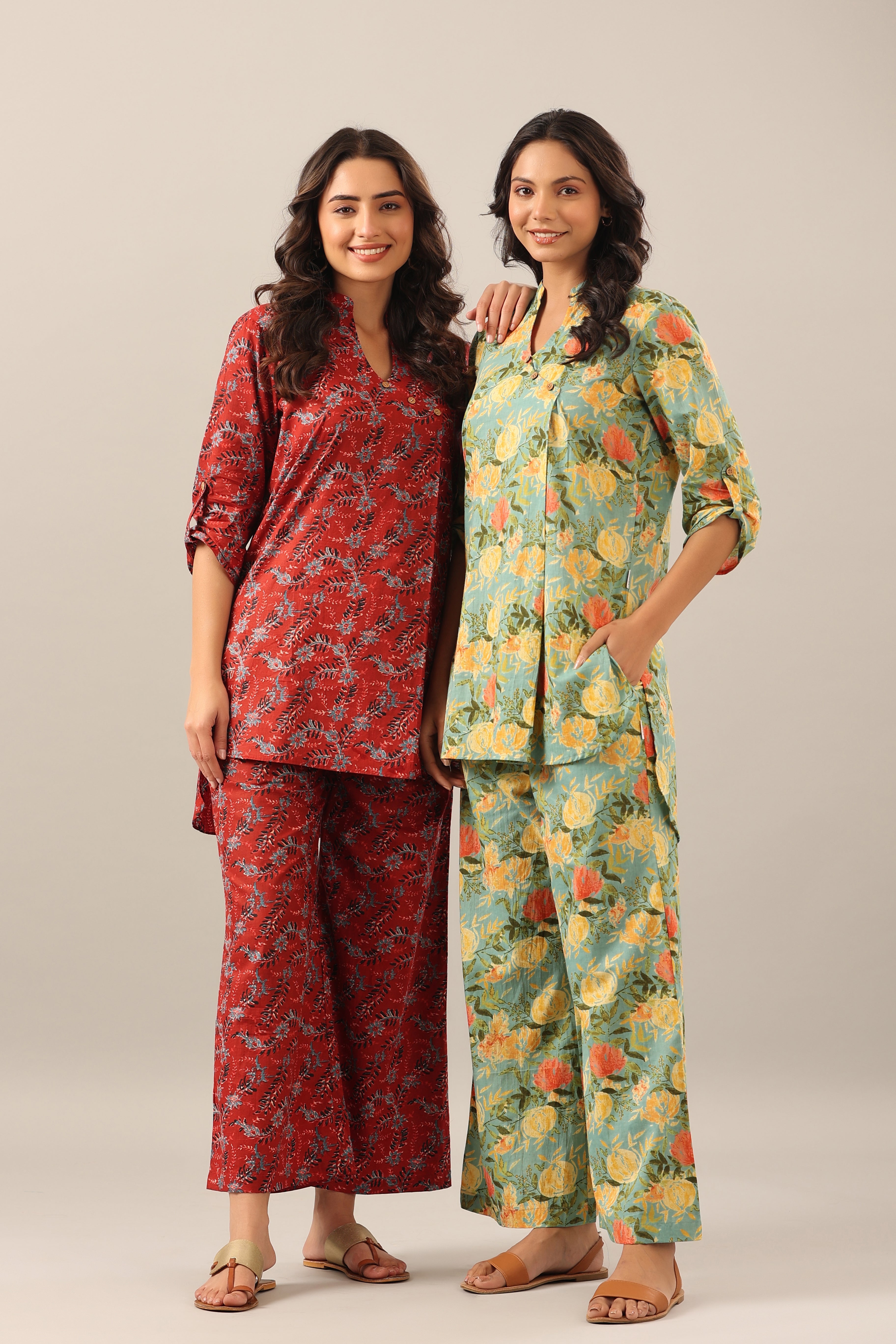 Bloom Big on Maroon Lounge Cotton Co-ord Set