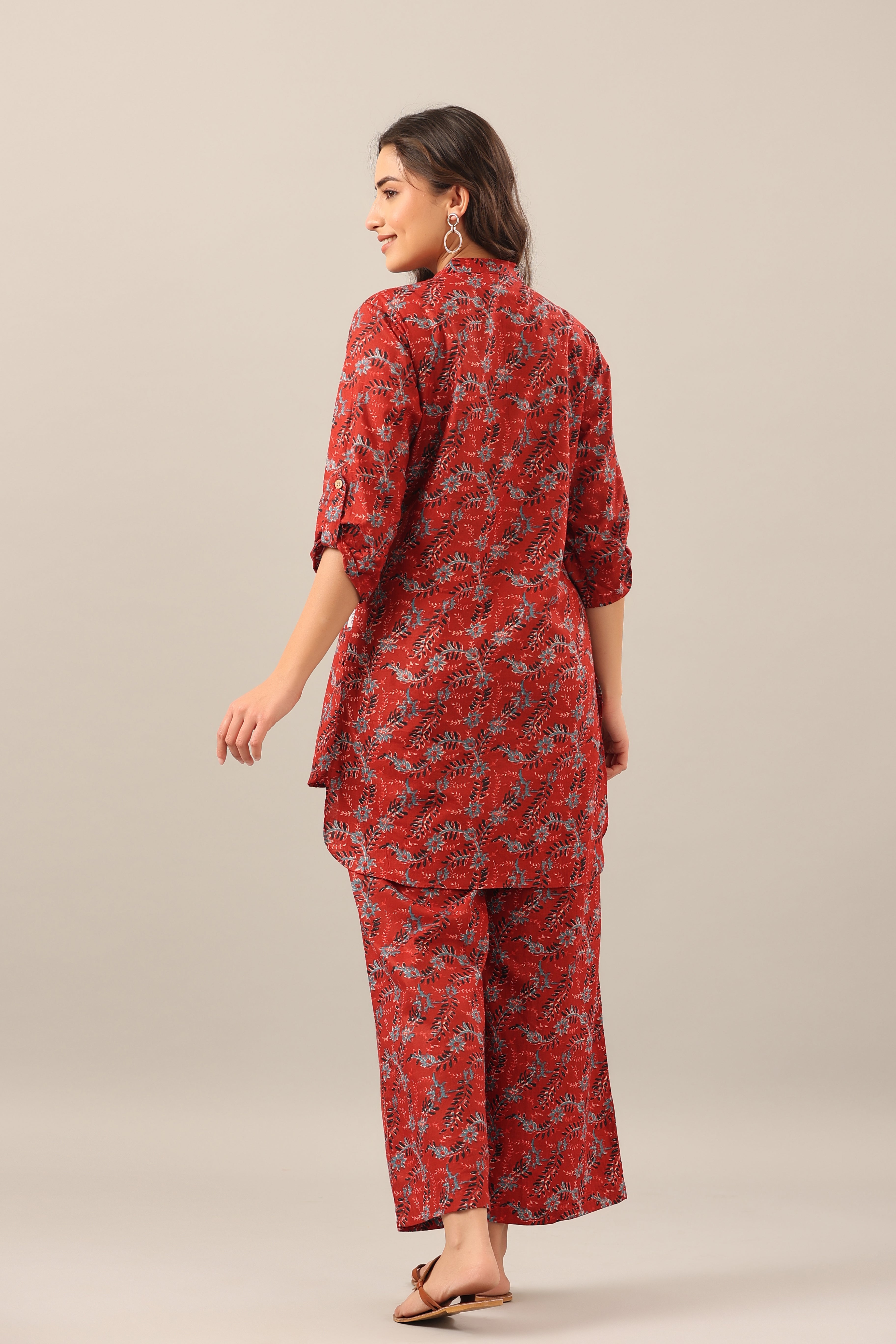 Bloom Big on Maroon Lounge Cotton Co-ord Set