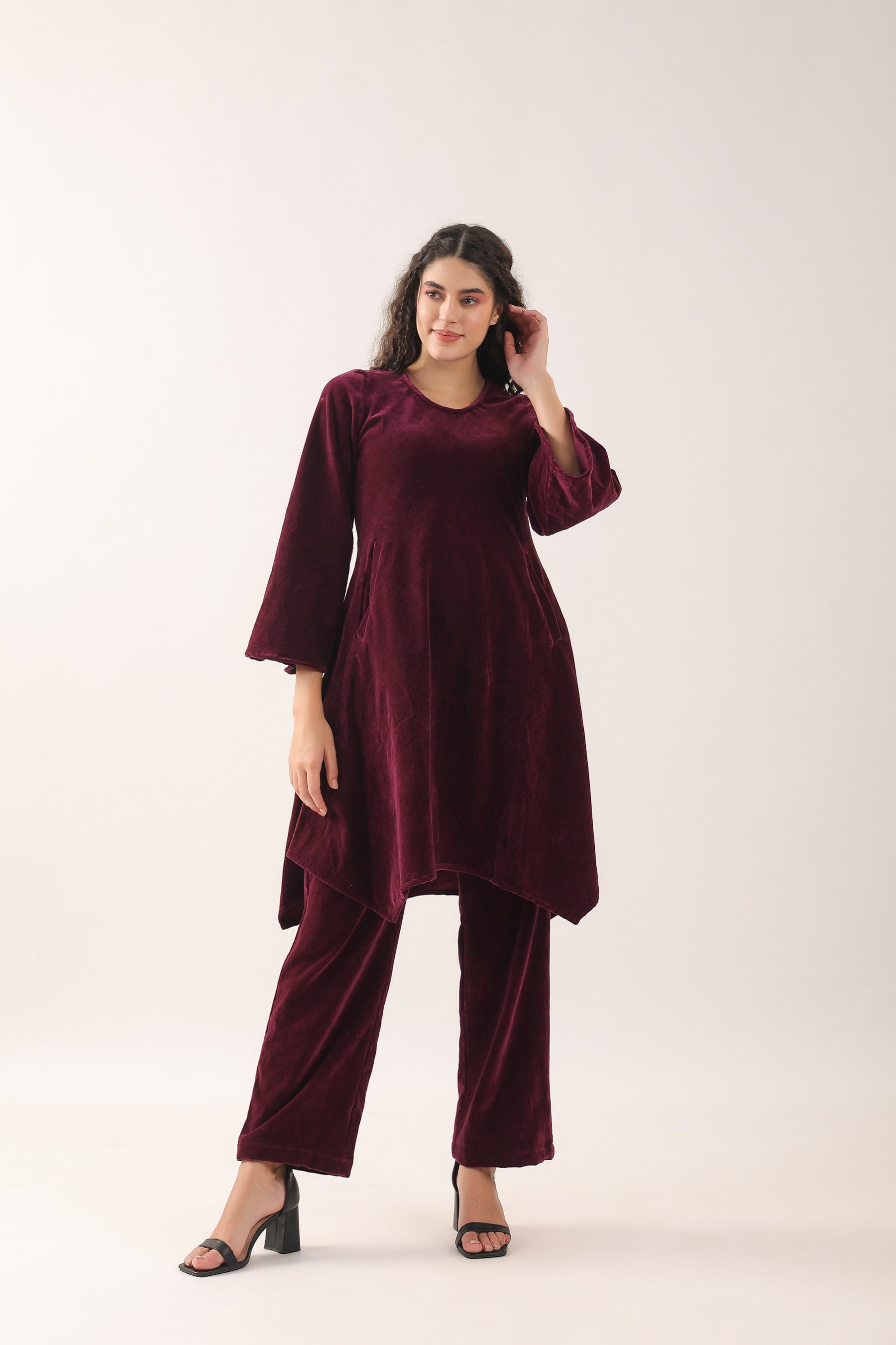Java Plum Velvet Co-ord Set