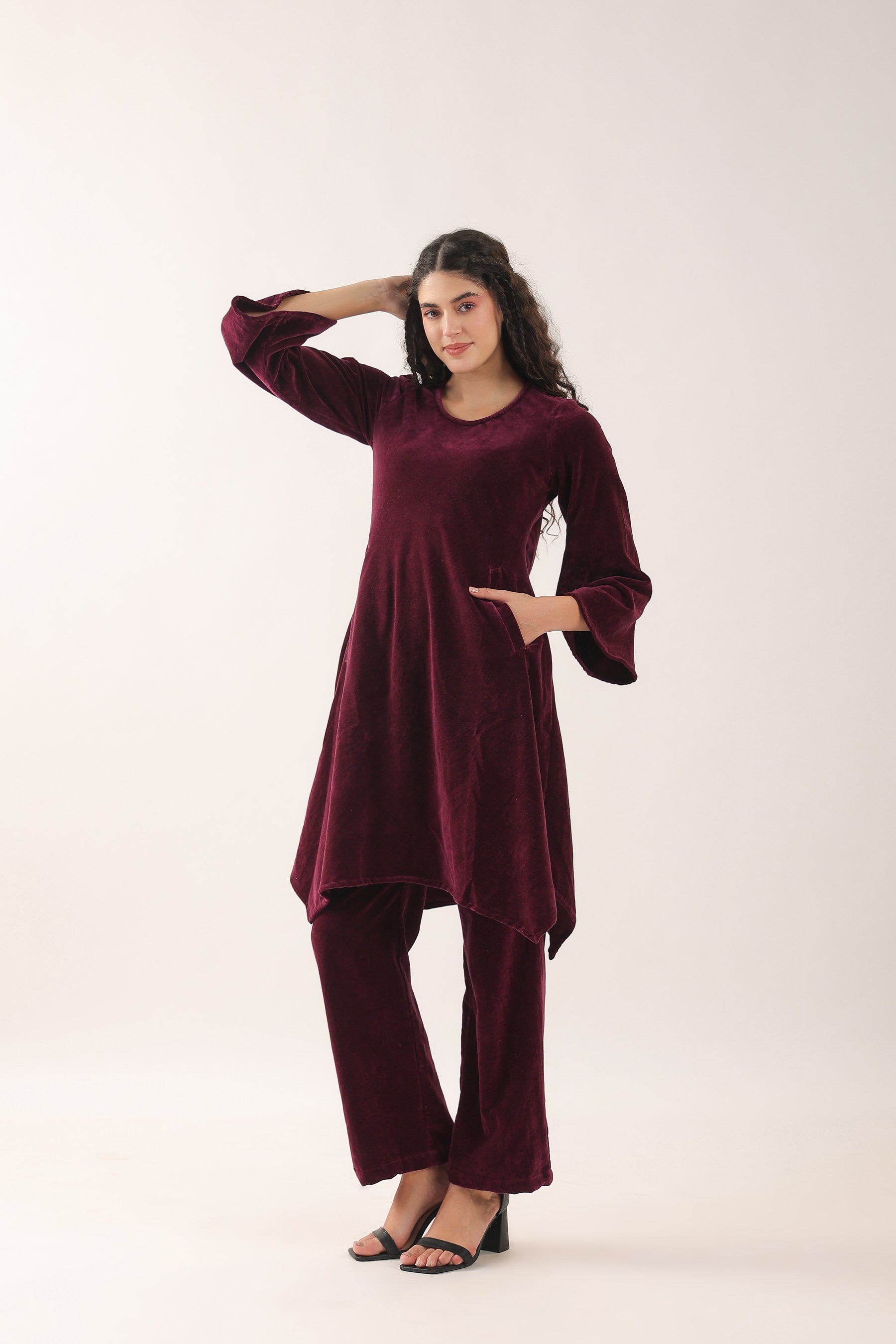 Java Plum Velvet Co-ord Set
