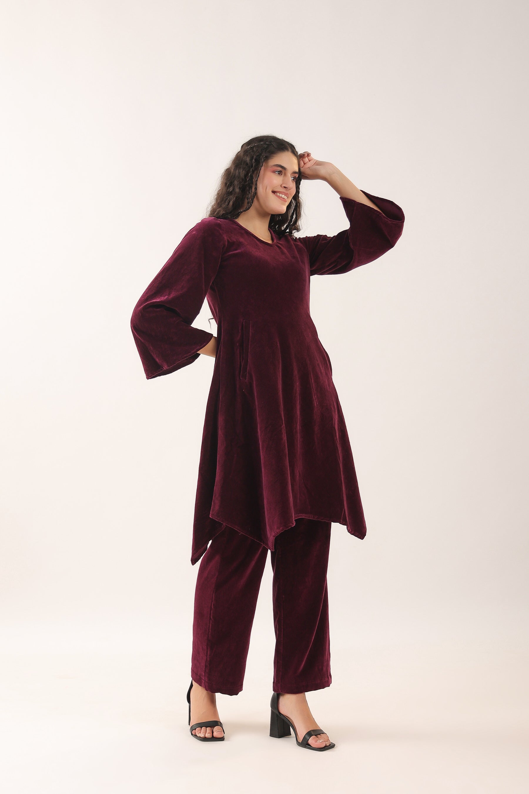 Java Plum Velvet Co-ord Set