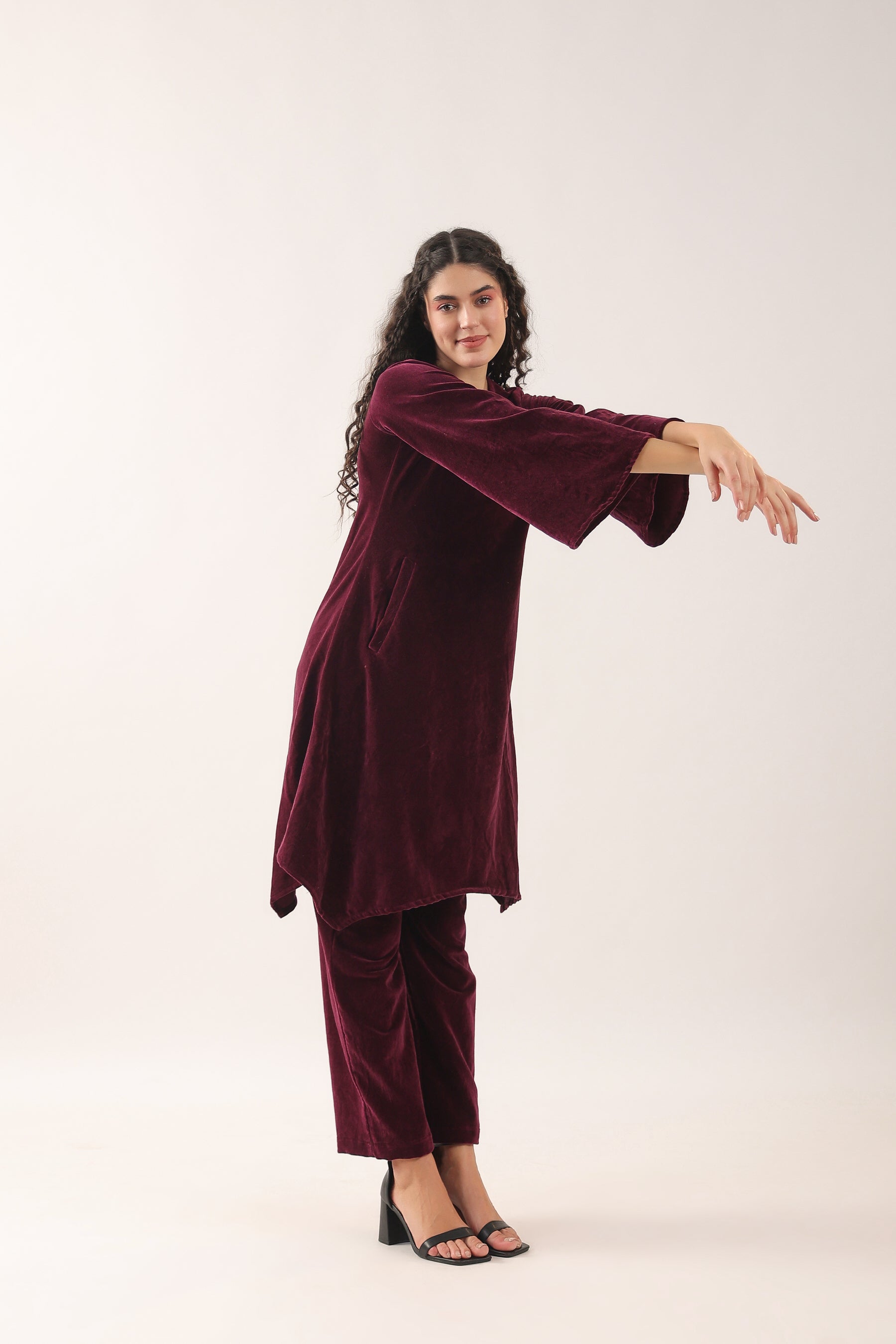 Java Plum Velvet Co-ord Set