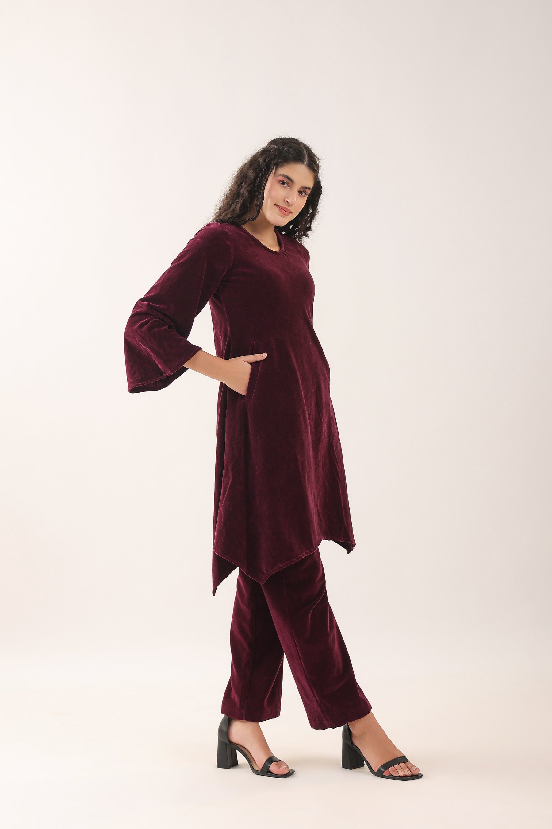 Java Plum Velvet Co-ord Set