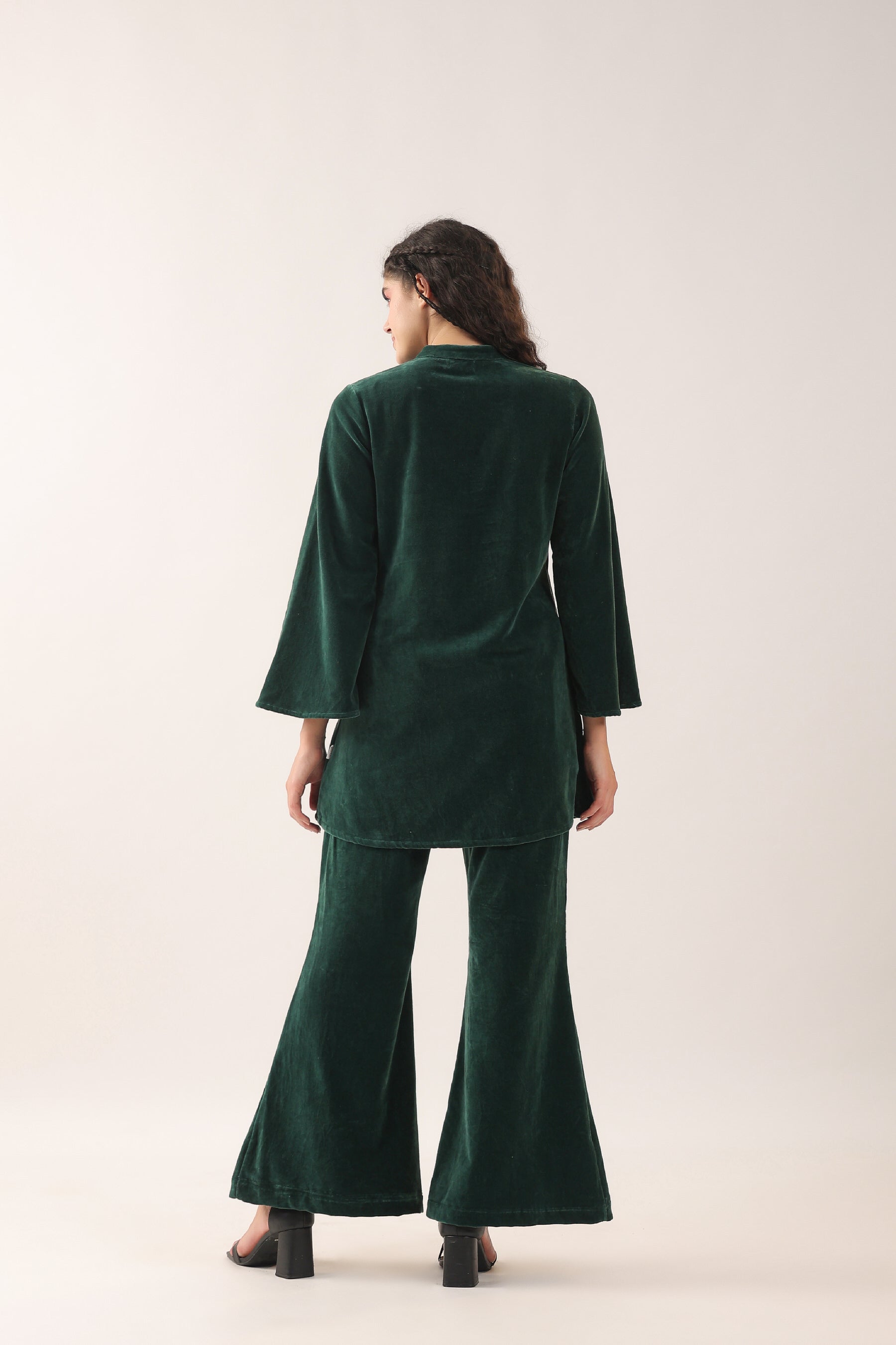 Glass Bottle Green Velvet Co-ord Set