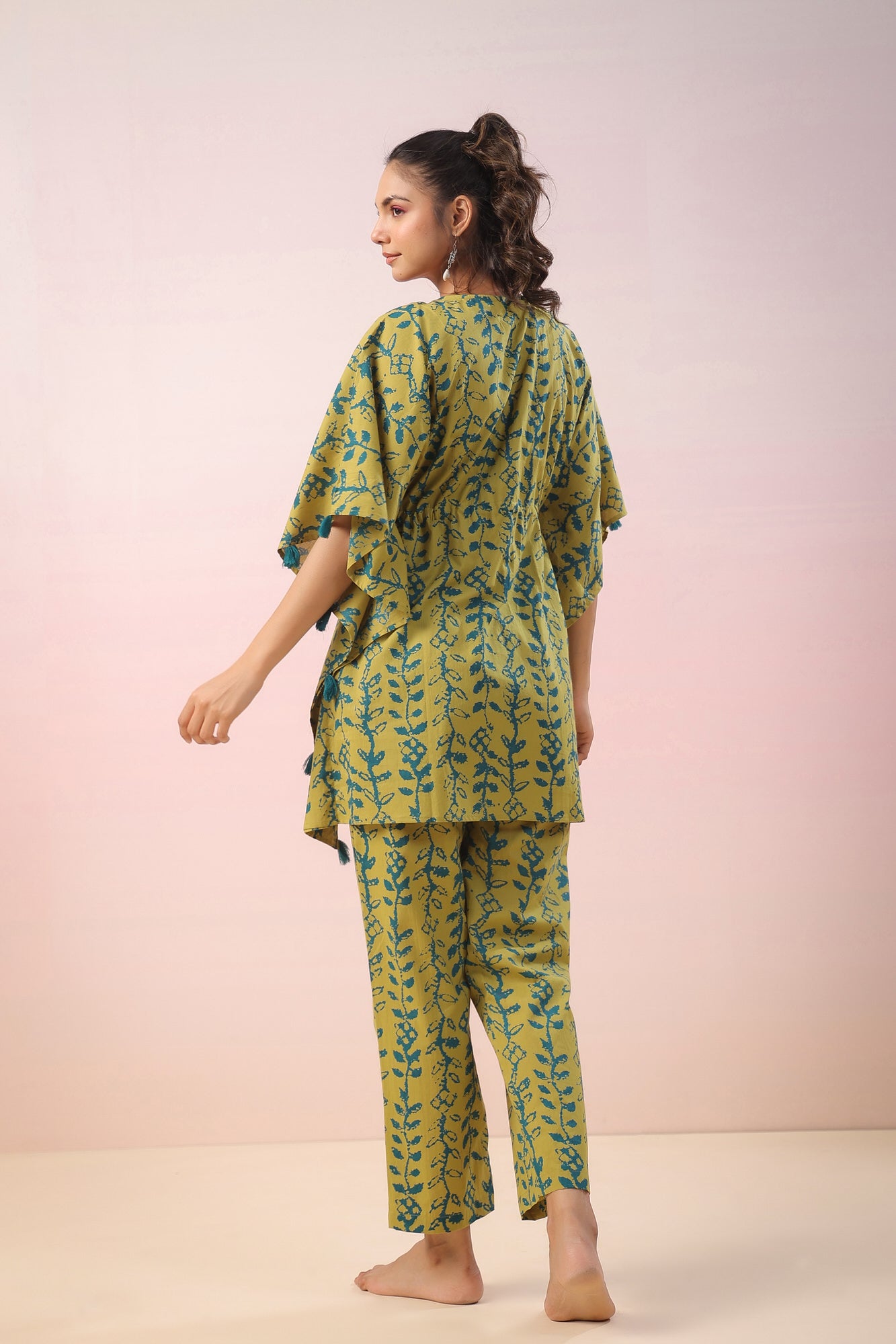 Flowing Leaves Kaftan Cotton Co-ord Set