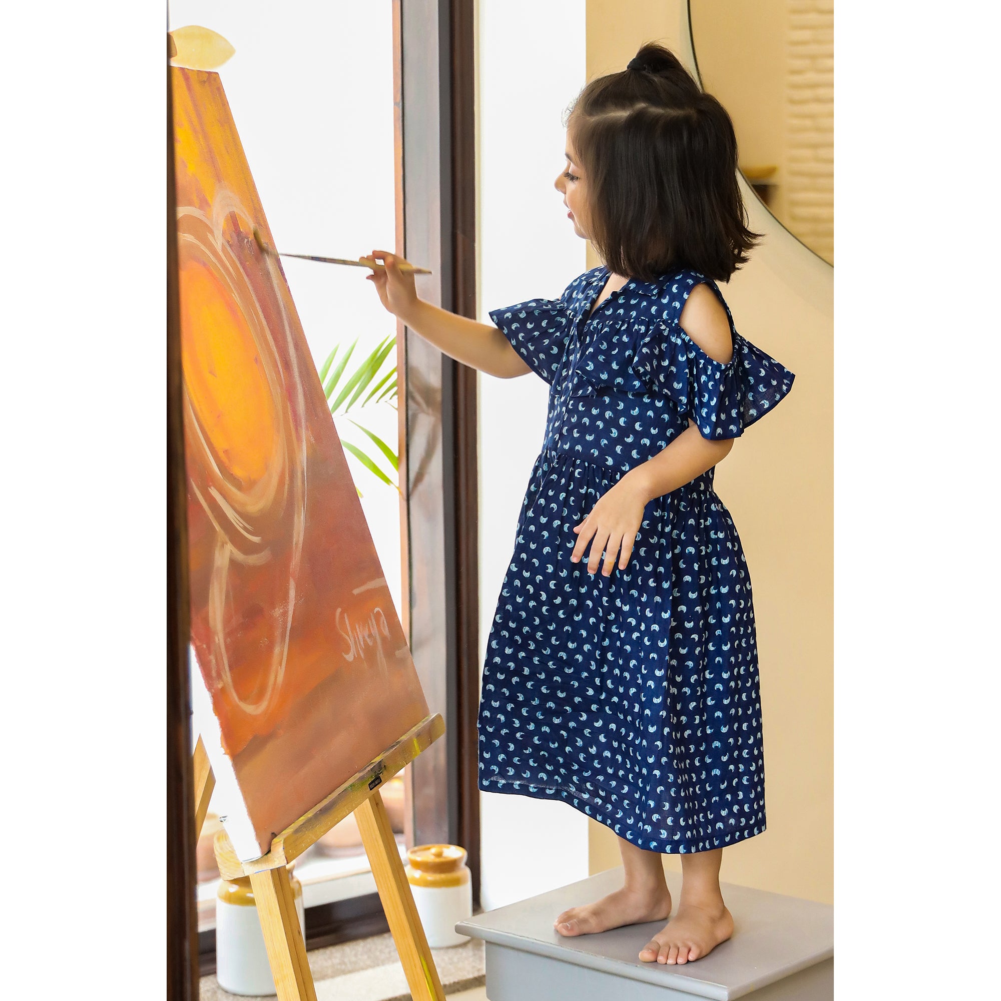 Moon Child Indigo Cotton Dress