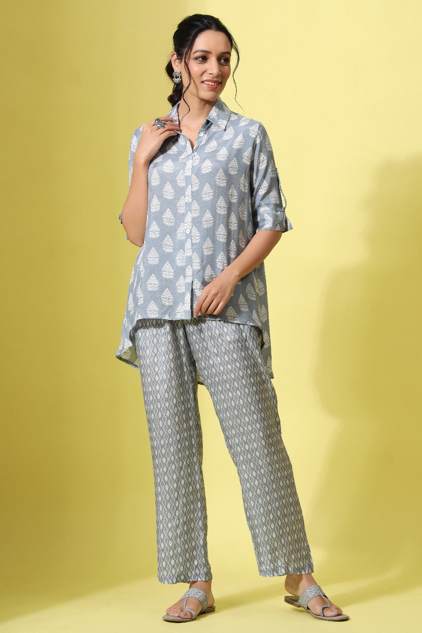 Pinewoods Grey Muslin Silk Co-ord set