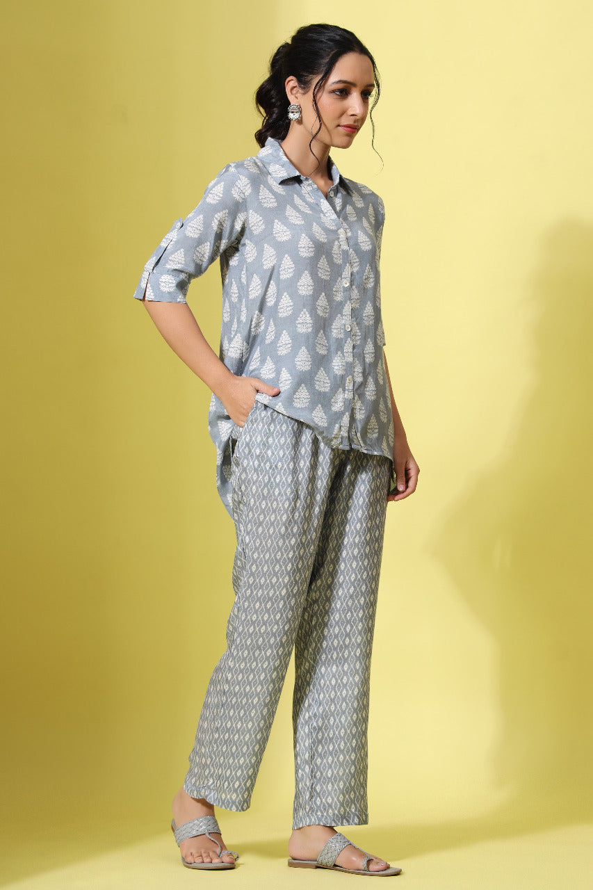 Pinewoods Grey Muslin Silk Co-ord set