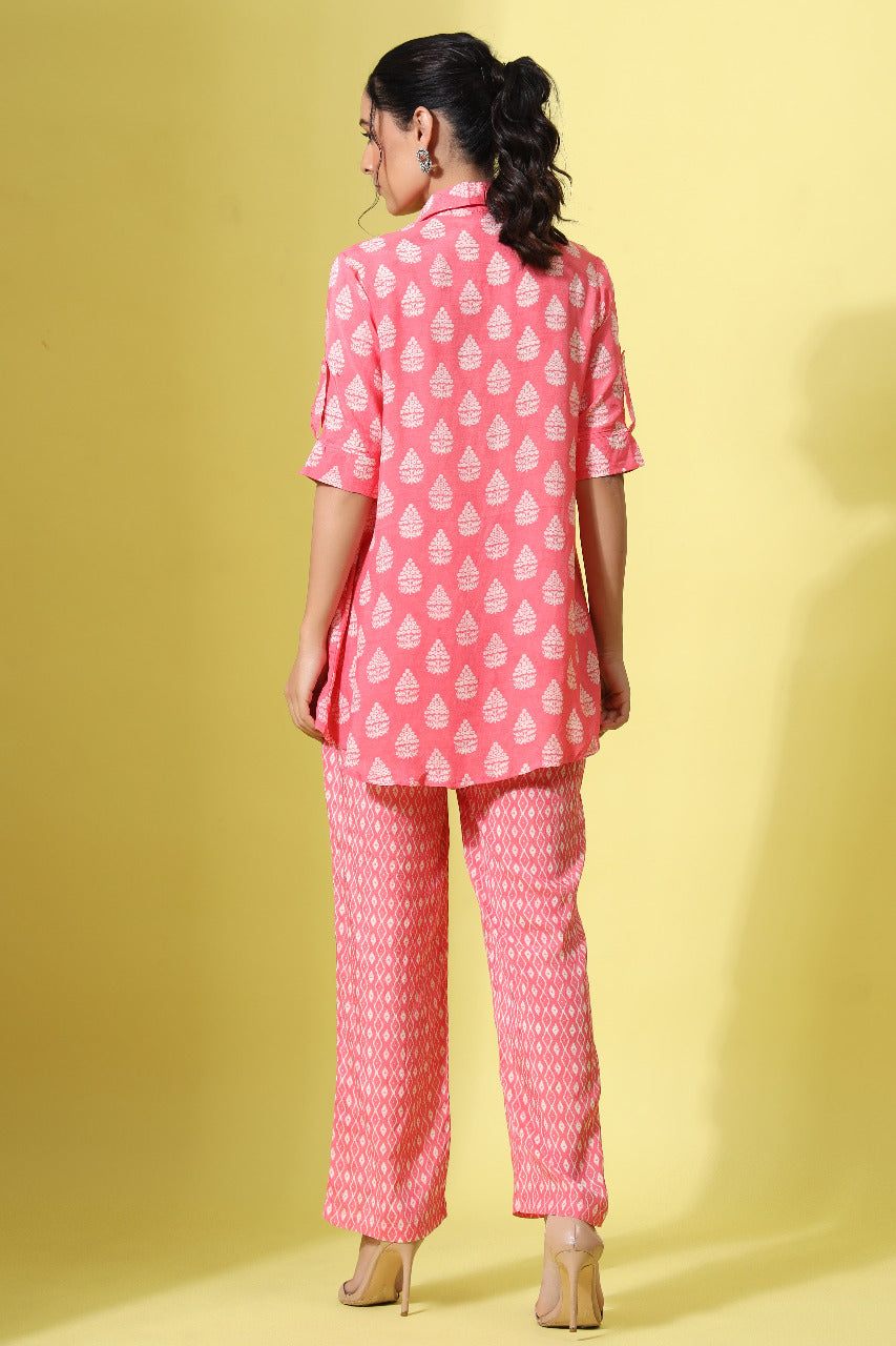 Pinewoods Pink Muslin Silk Co-ord set