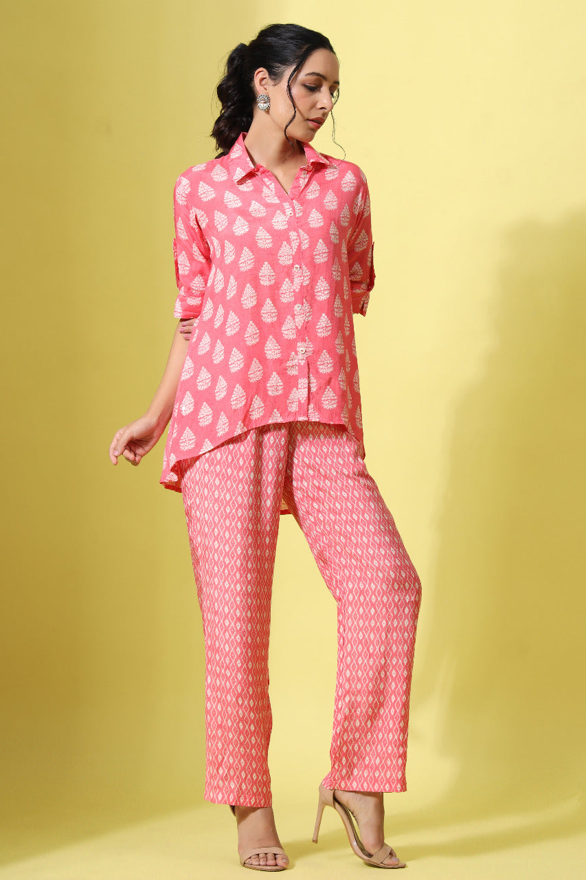 Pinewoods Pink Muslin Silk Co-ord set