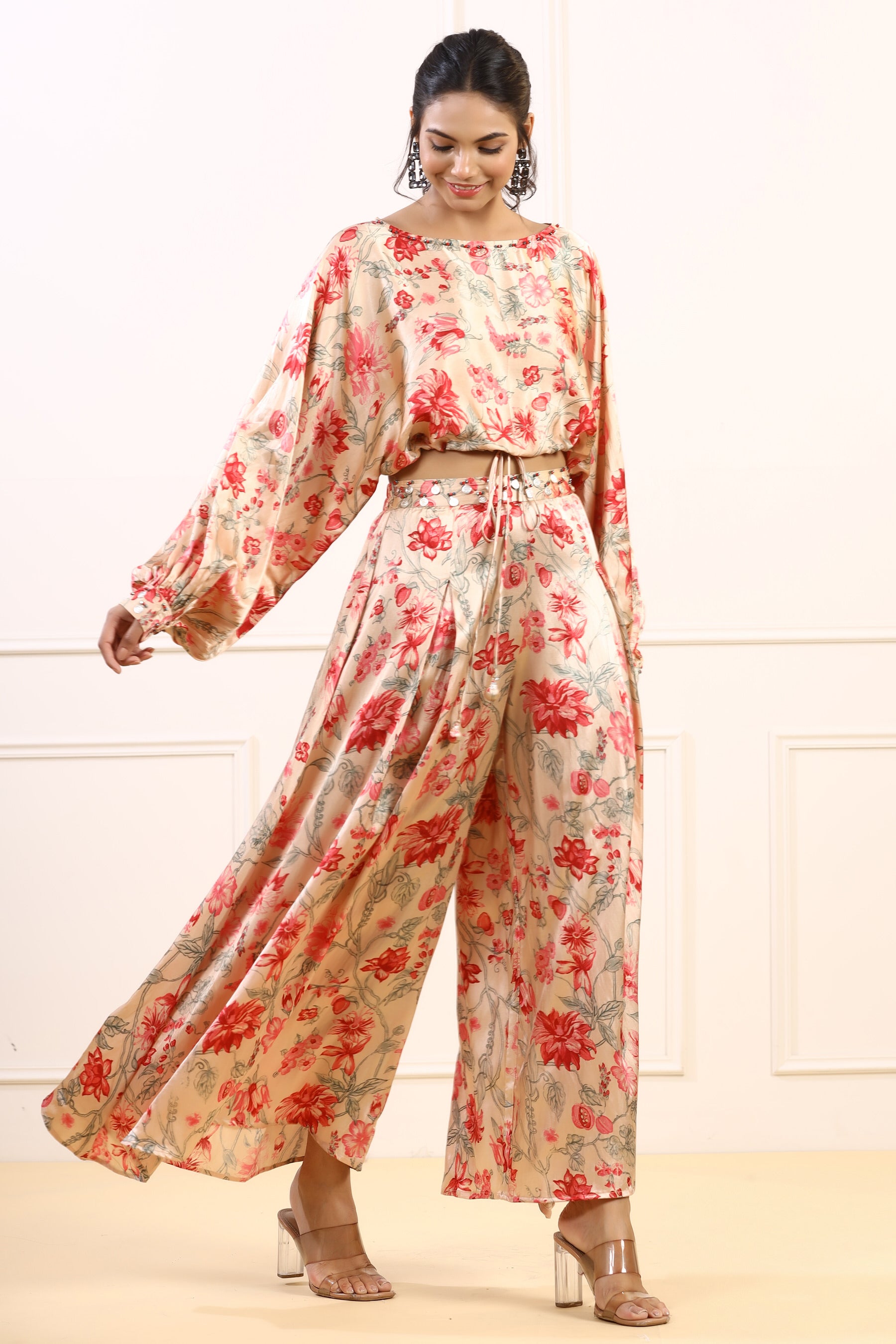 Belle Fleur Ensemble Satin Russian Silk Co-ord Set