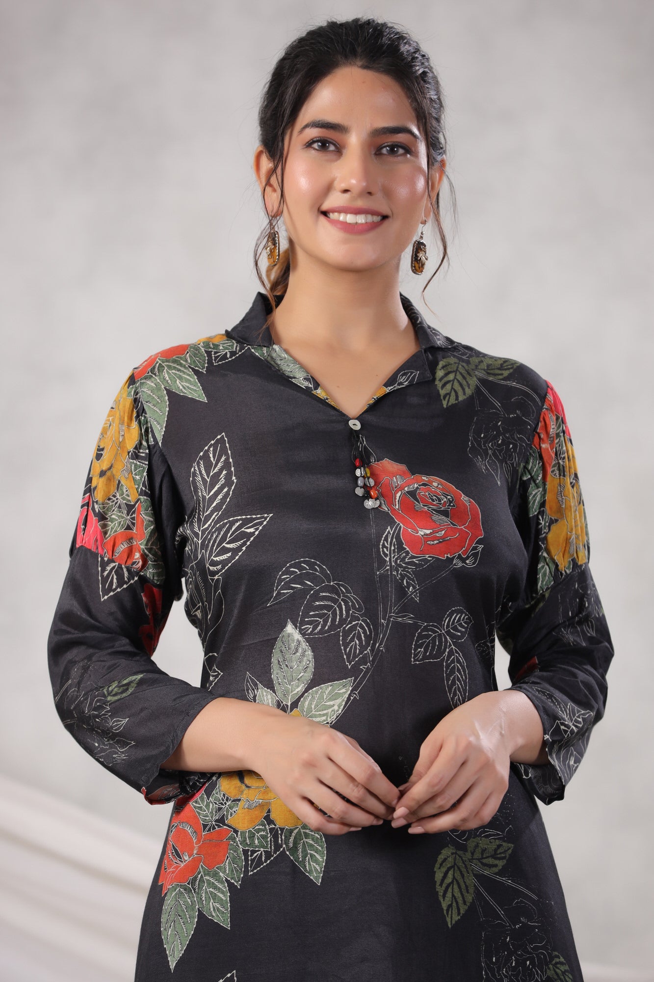 Contemporary Hem With Solid Tulip Dhoti Pants Russian Silk Co-ord Set