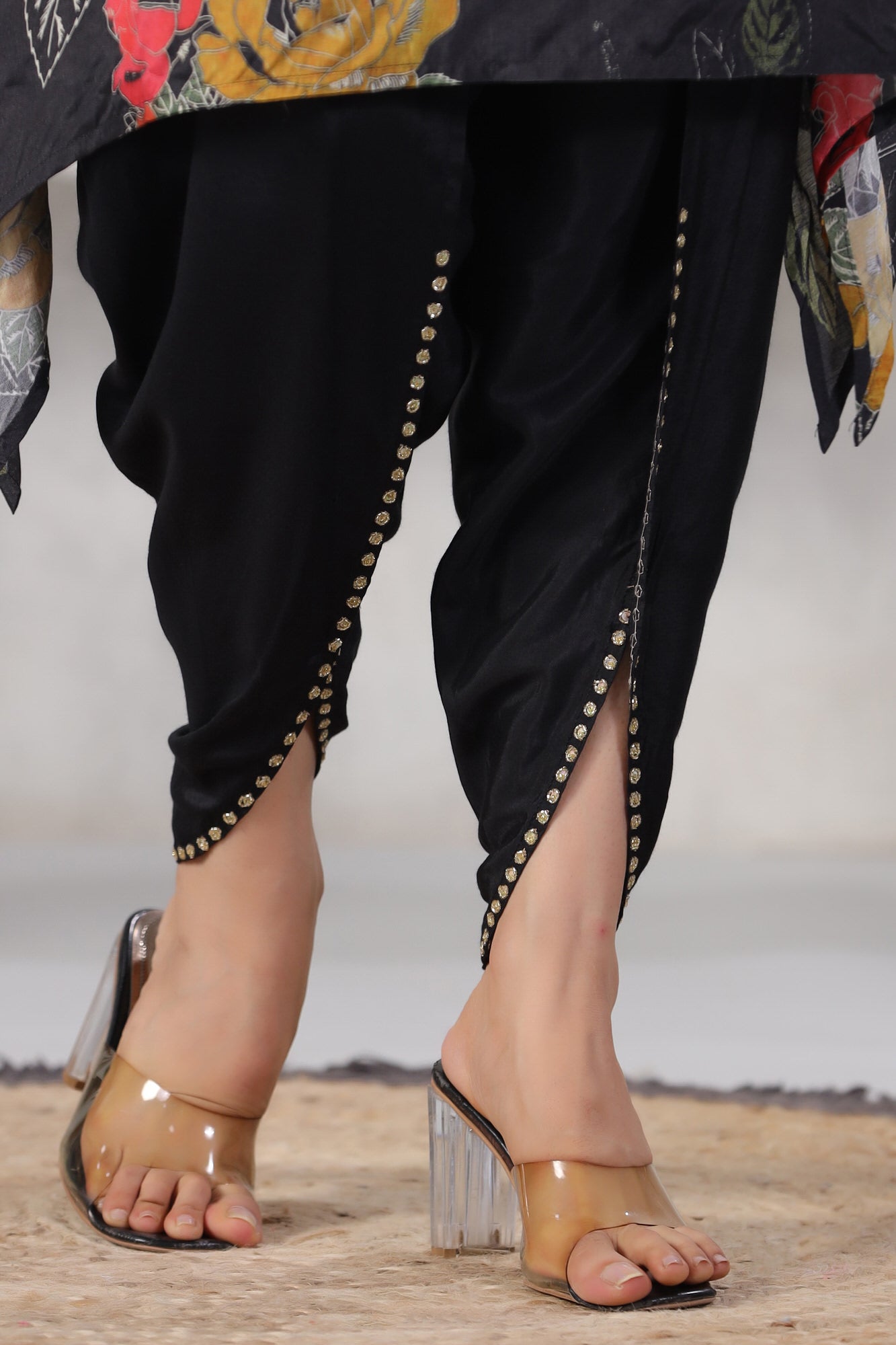 Contemporary Hem With Solid Tulip Dhoti Pants Russian Silk Co-ord Set