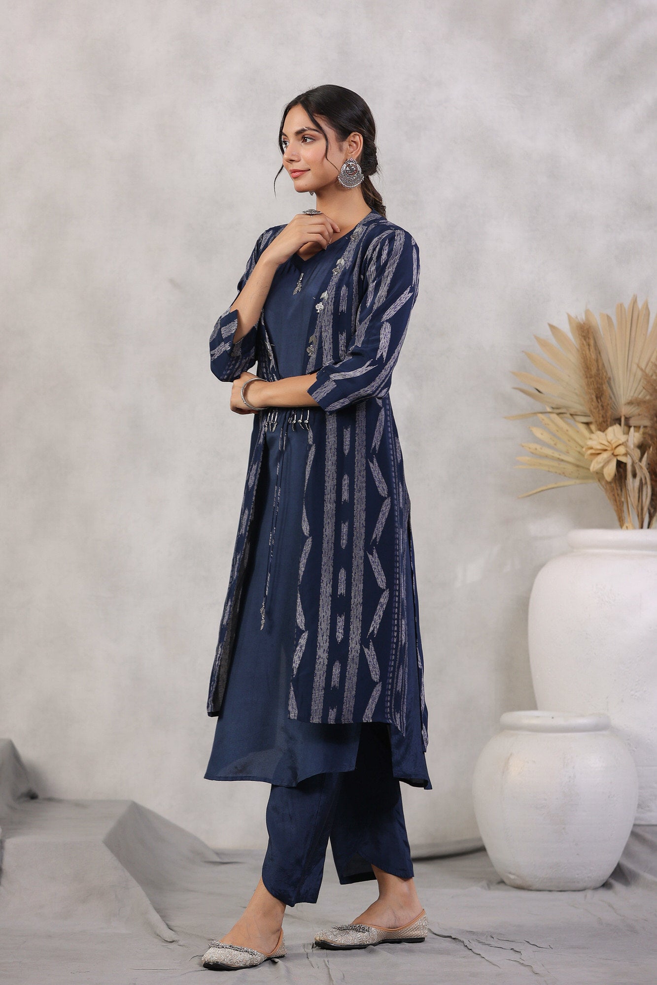 Indigo Maritime Russian Silk Three Piece Co-ord Set