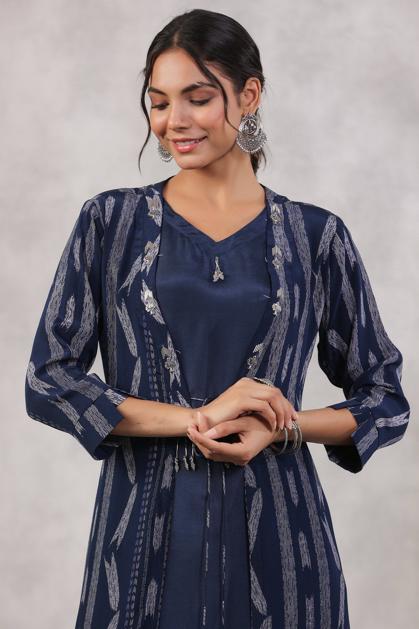 Indigo Maritime Russian Silk Three Piece Co-ord Set