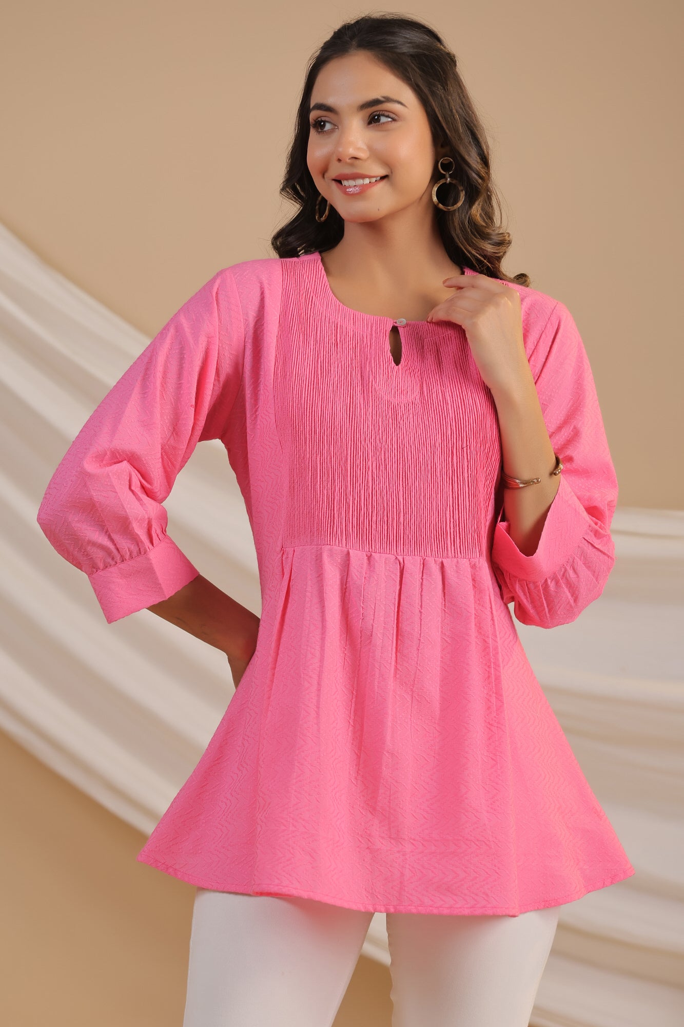 Blush Pink Cotton Dobby Top