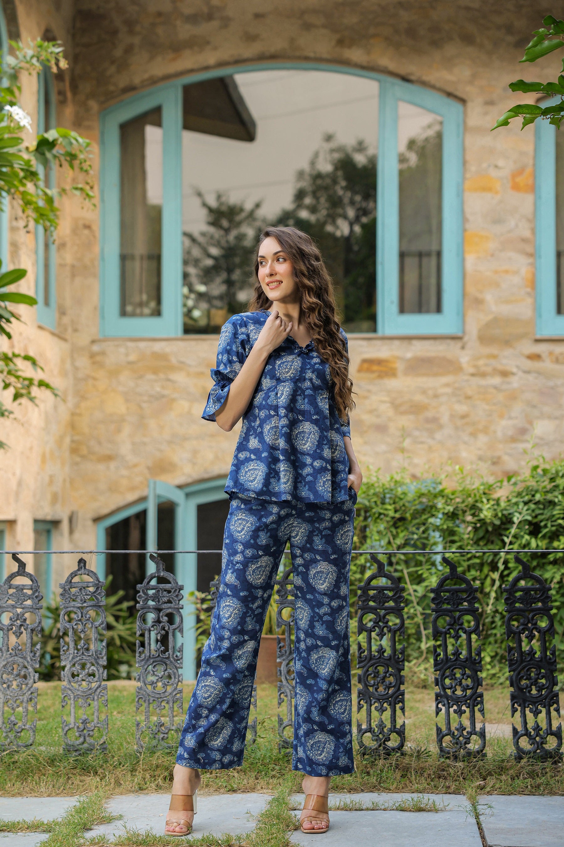 Indigo Bagru Paisley Cotton Co-ord Set