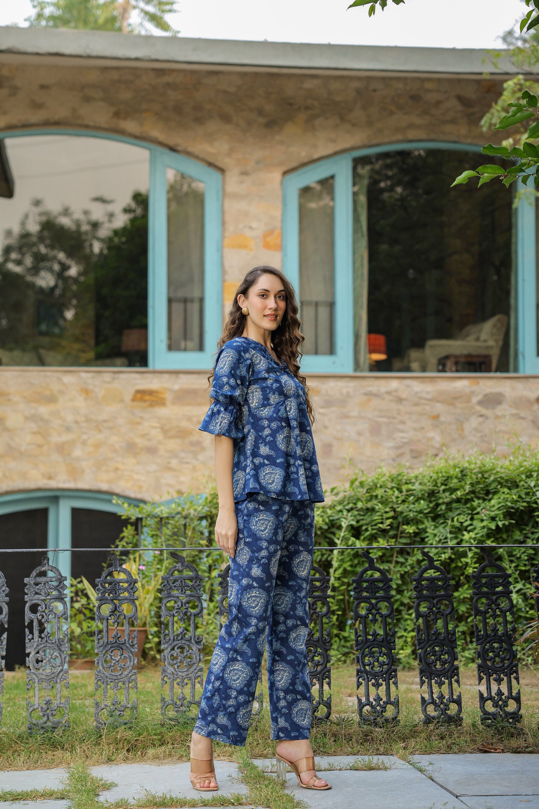 Indigo Bagru Paisley Cotton Co-ord Set