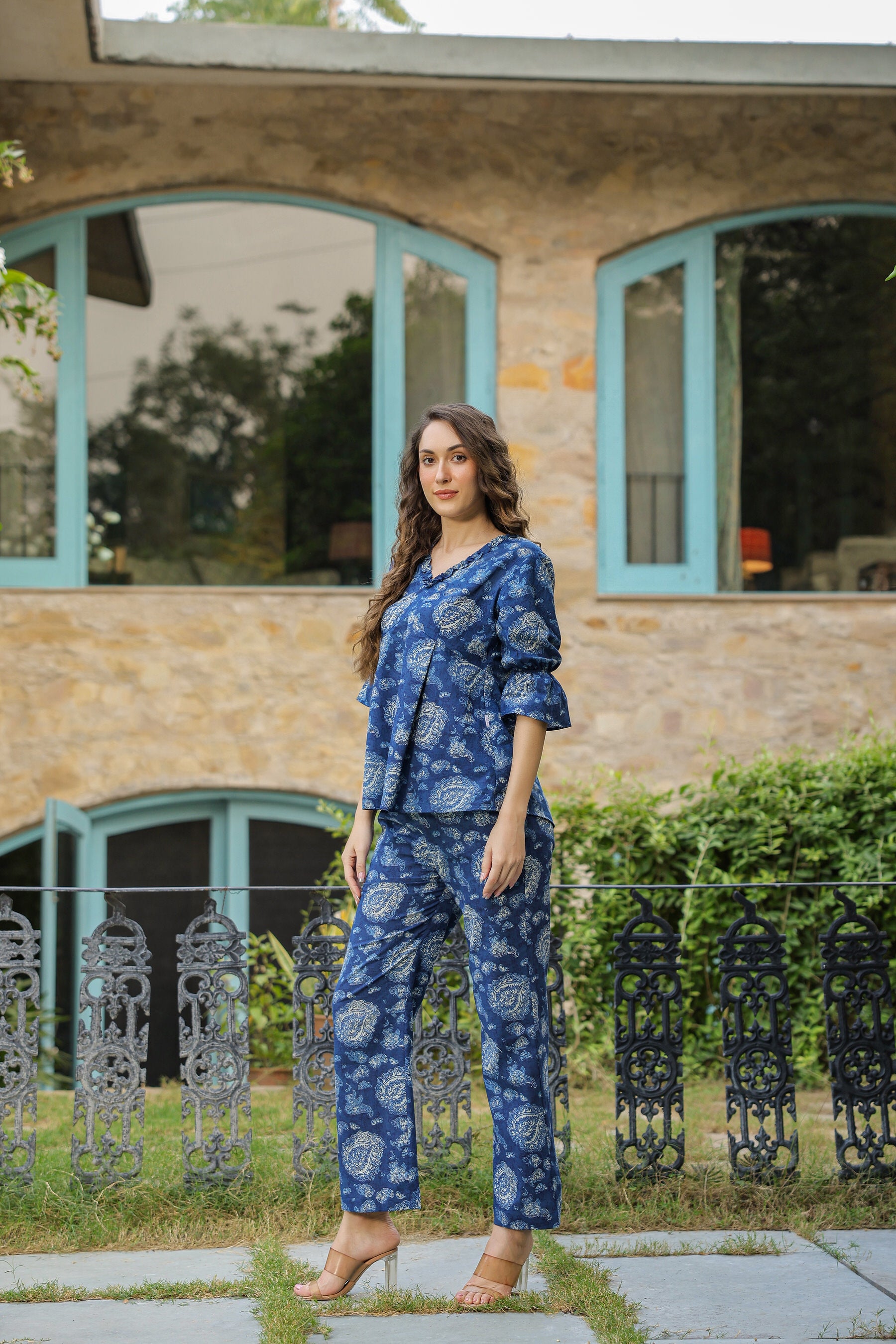 Indigo Bagru Paisley Cotton Co-ord Set