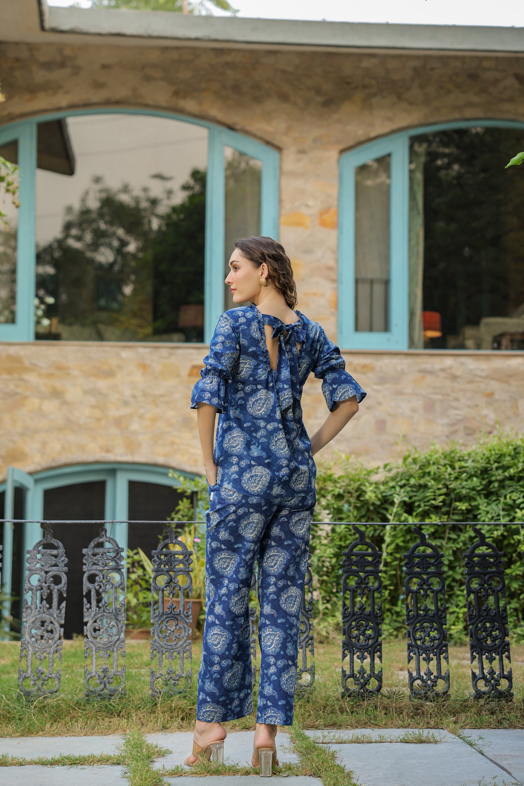 Indigo Bagru Paisley Cotton Co-ord Set