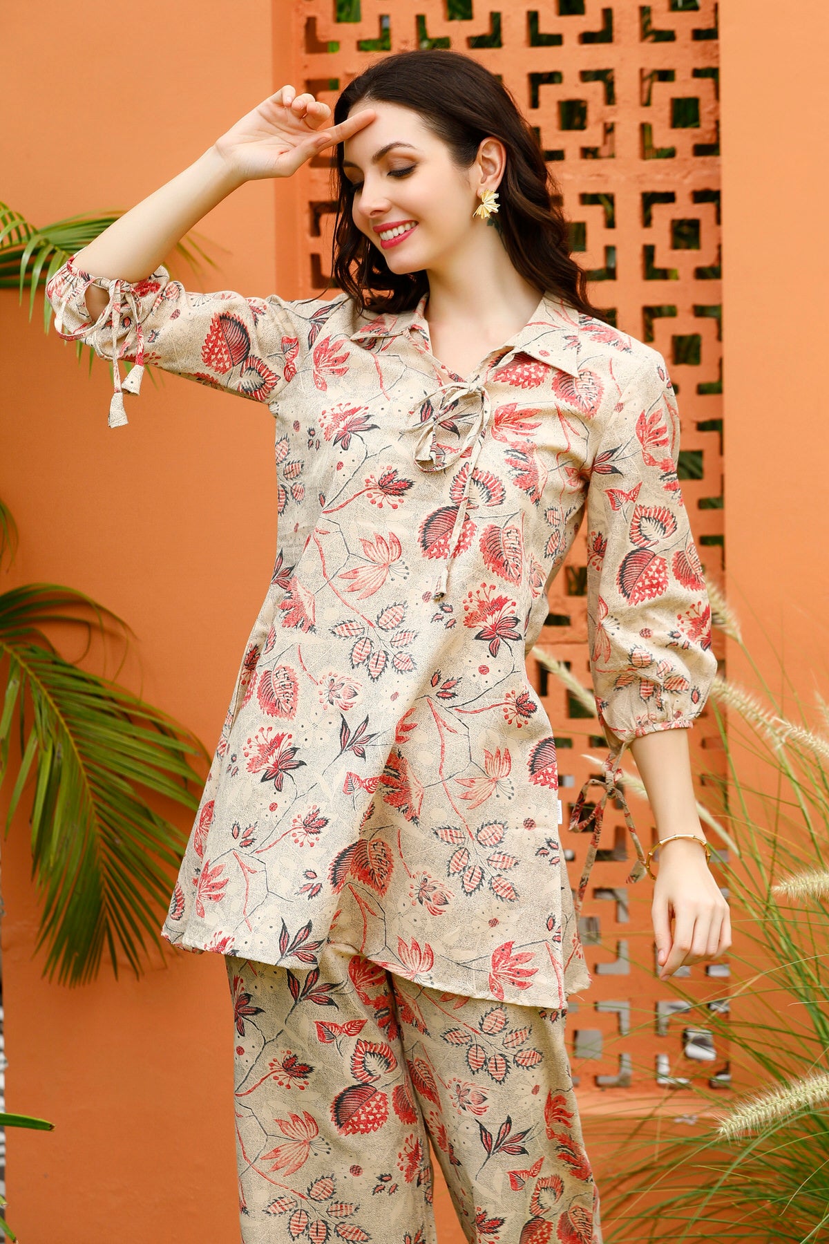 Earthy Mesh Mosaic Cotton Flex Co-ord Set