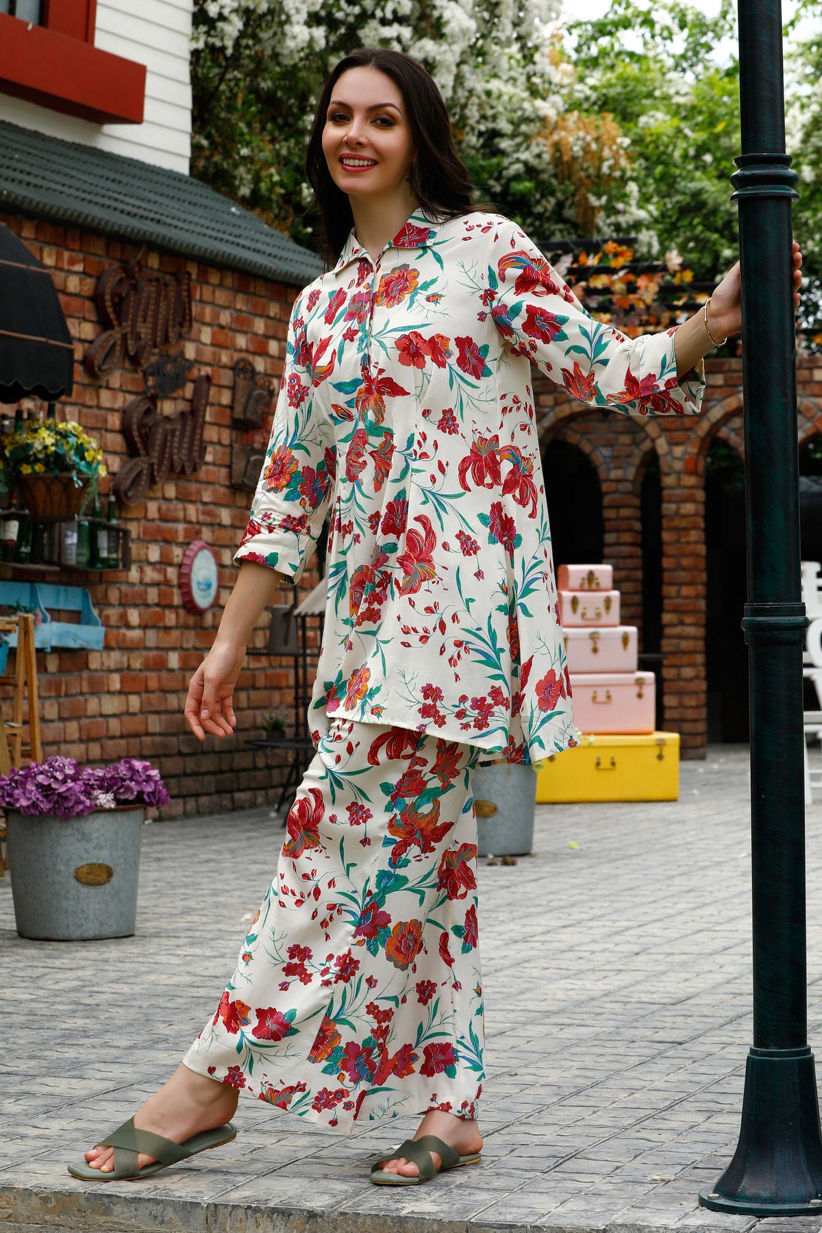 Floating Petals Russian Silk Co-ord Set